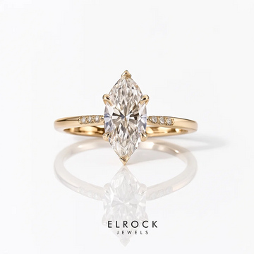 Elegant Marquise Diamond Ring in Yellow Gold 1 to 5 Carat Lab Grown Diamond Engagement Ring