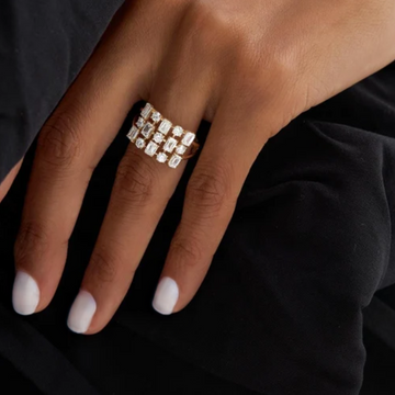 2.15 ct Unique Multi-Stone Three Row Fashion Cocktail Ring Lab Grown Diamond Ring