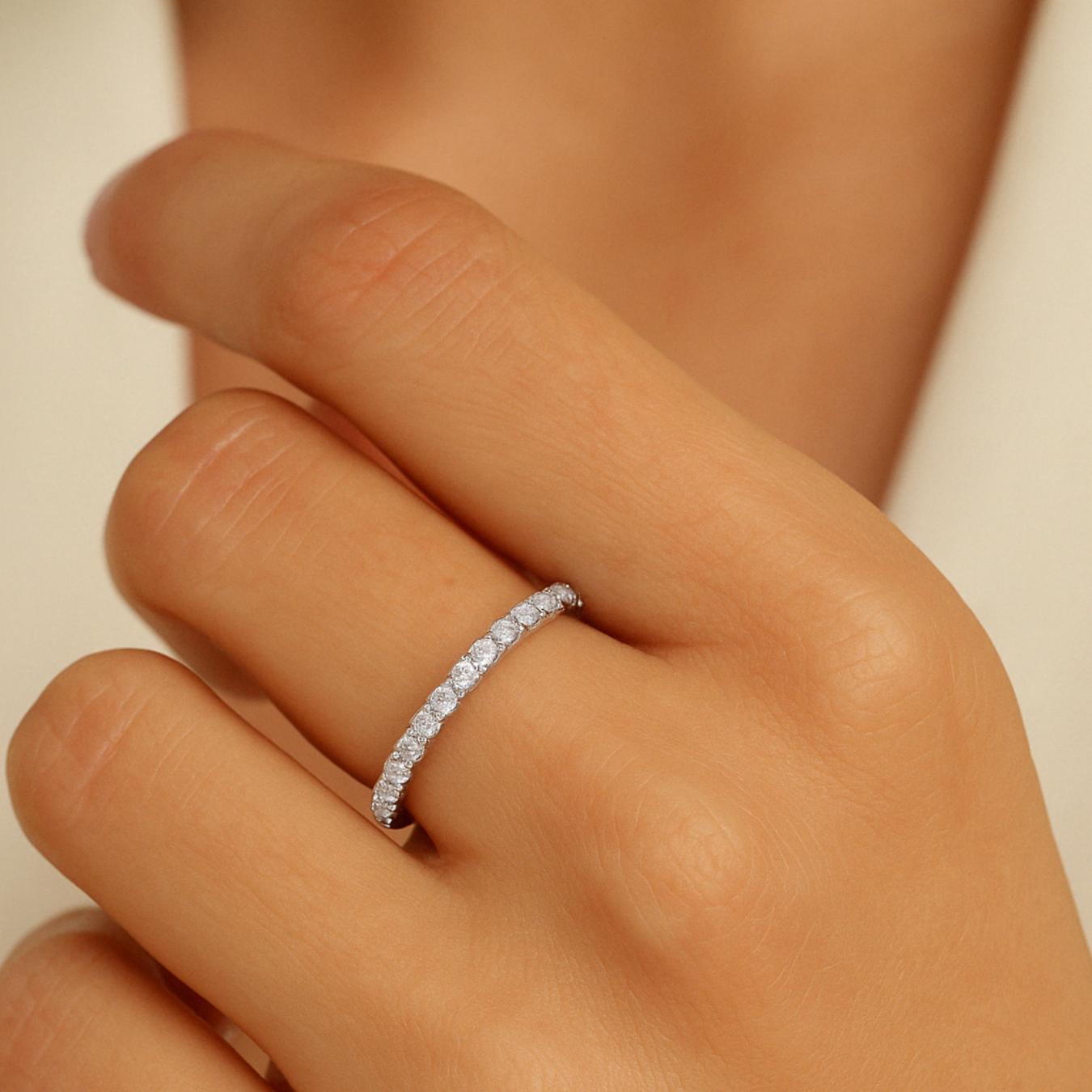 14K Gold 3/4 Eternity Lab Grown Diamond Wedding Band