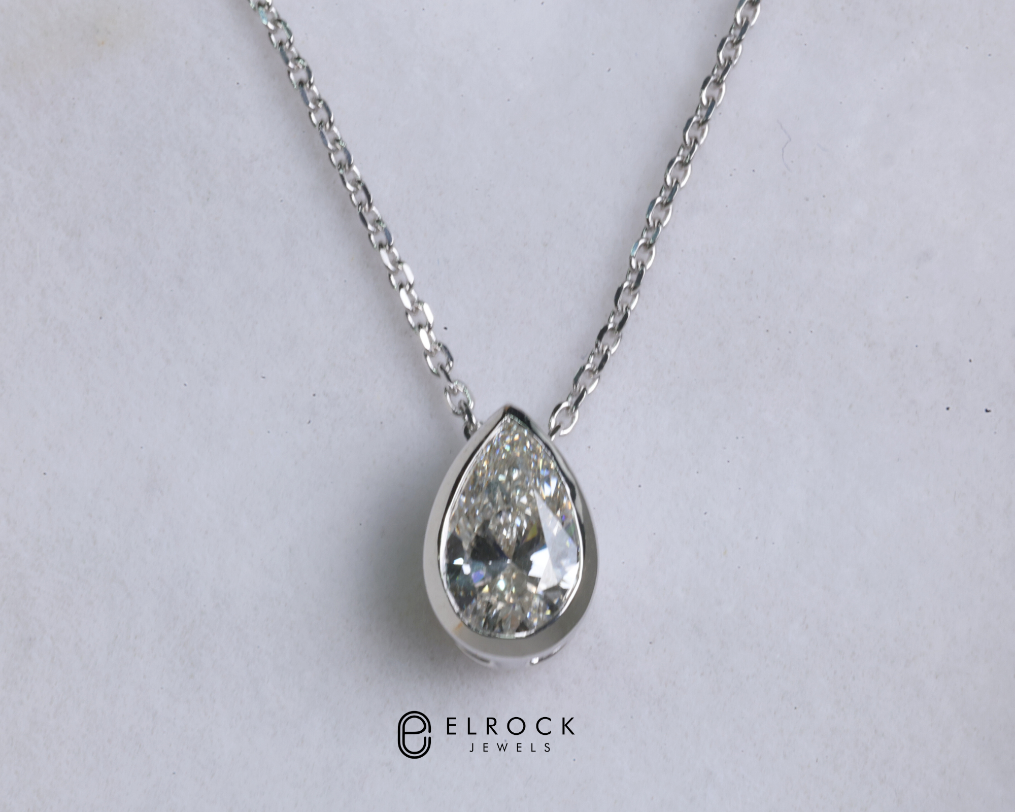 14K Pear Cut Lab Diamond Solitaire Pendant