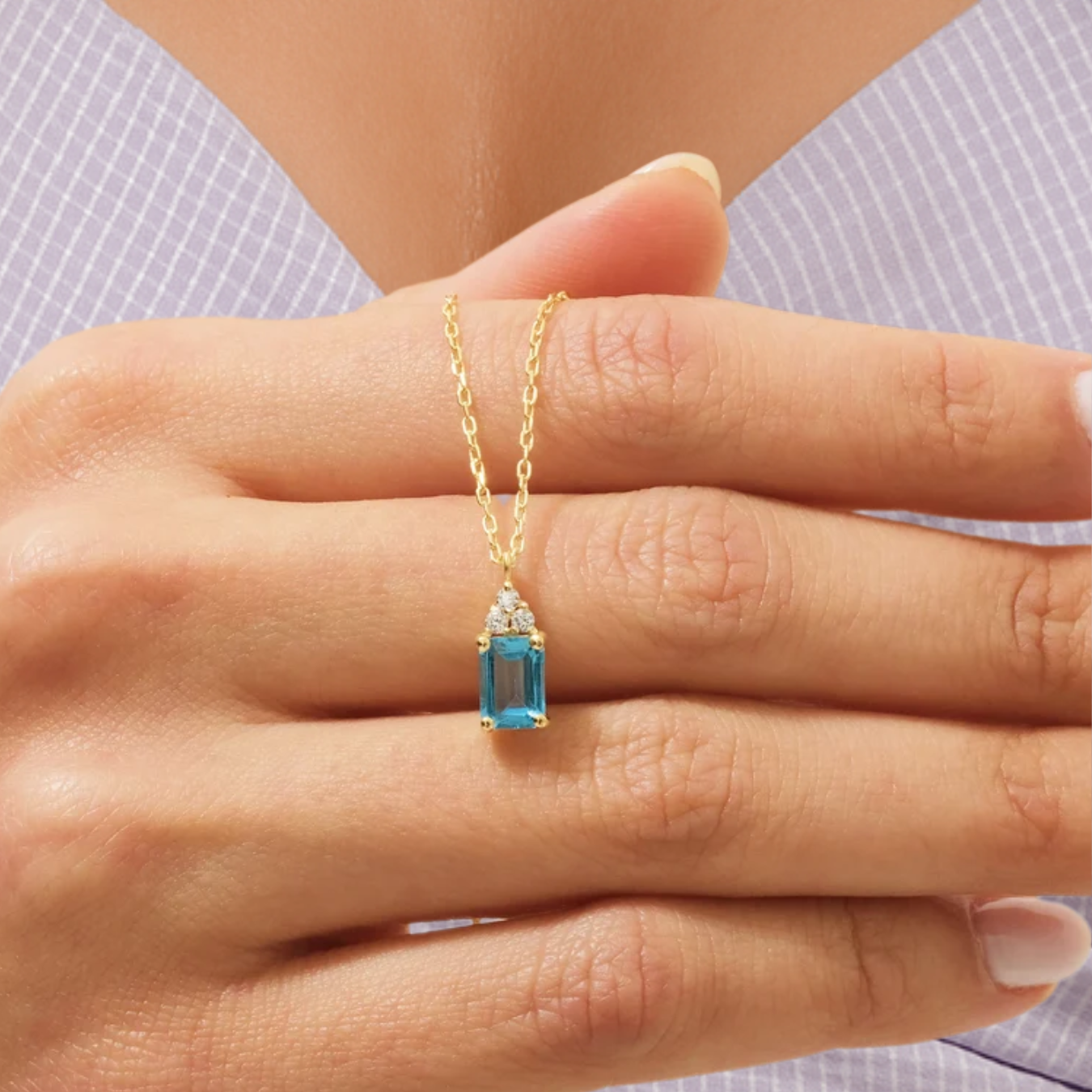 14k Gold Swiss Topaz Pendant December Birthstone Necklace