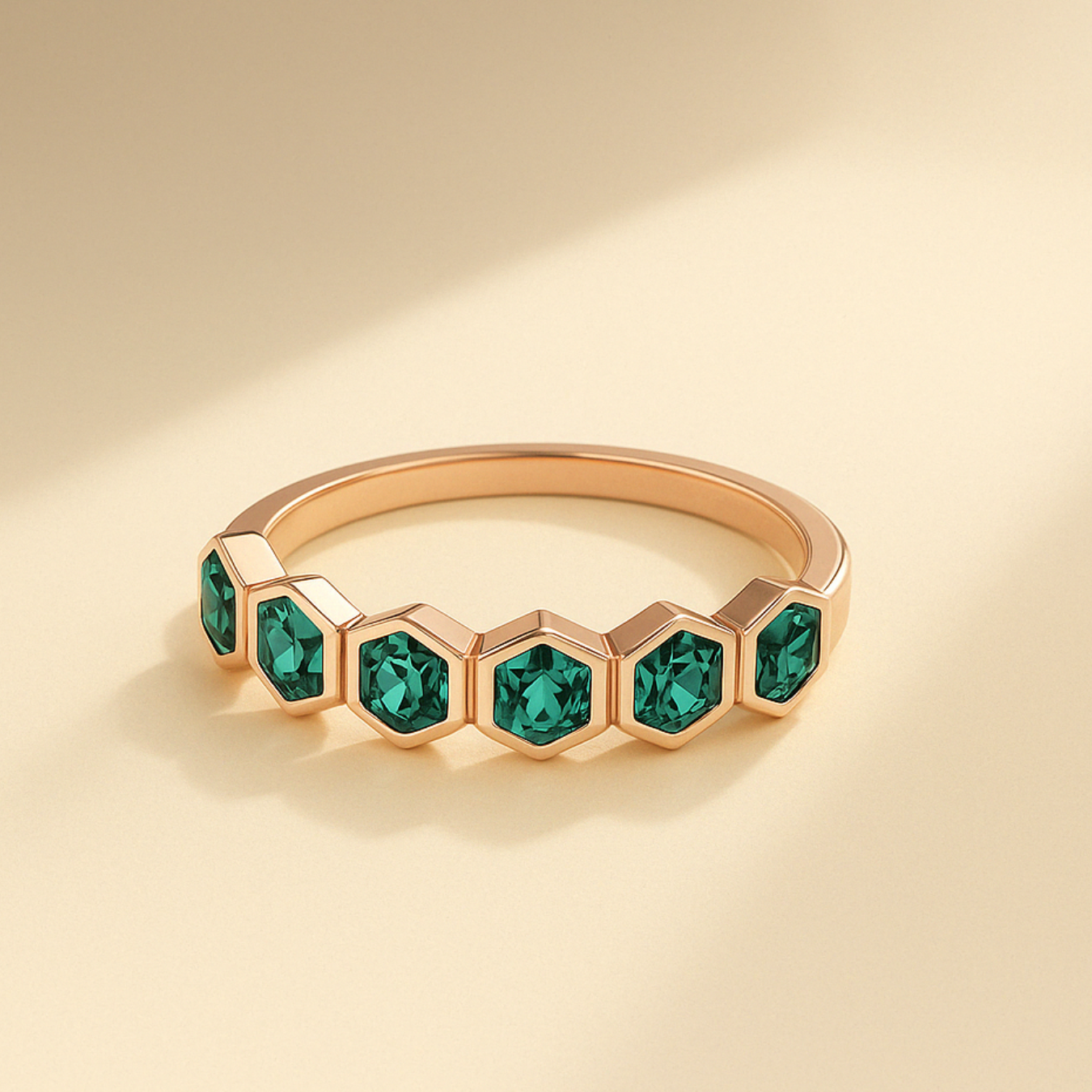 14K Hexagon Cut Wedding Ring 1.00 CTW Solid Gold Teal Sapphire Ring