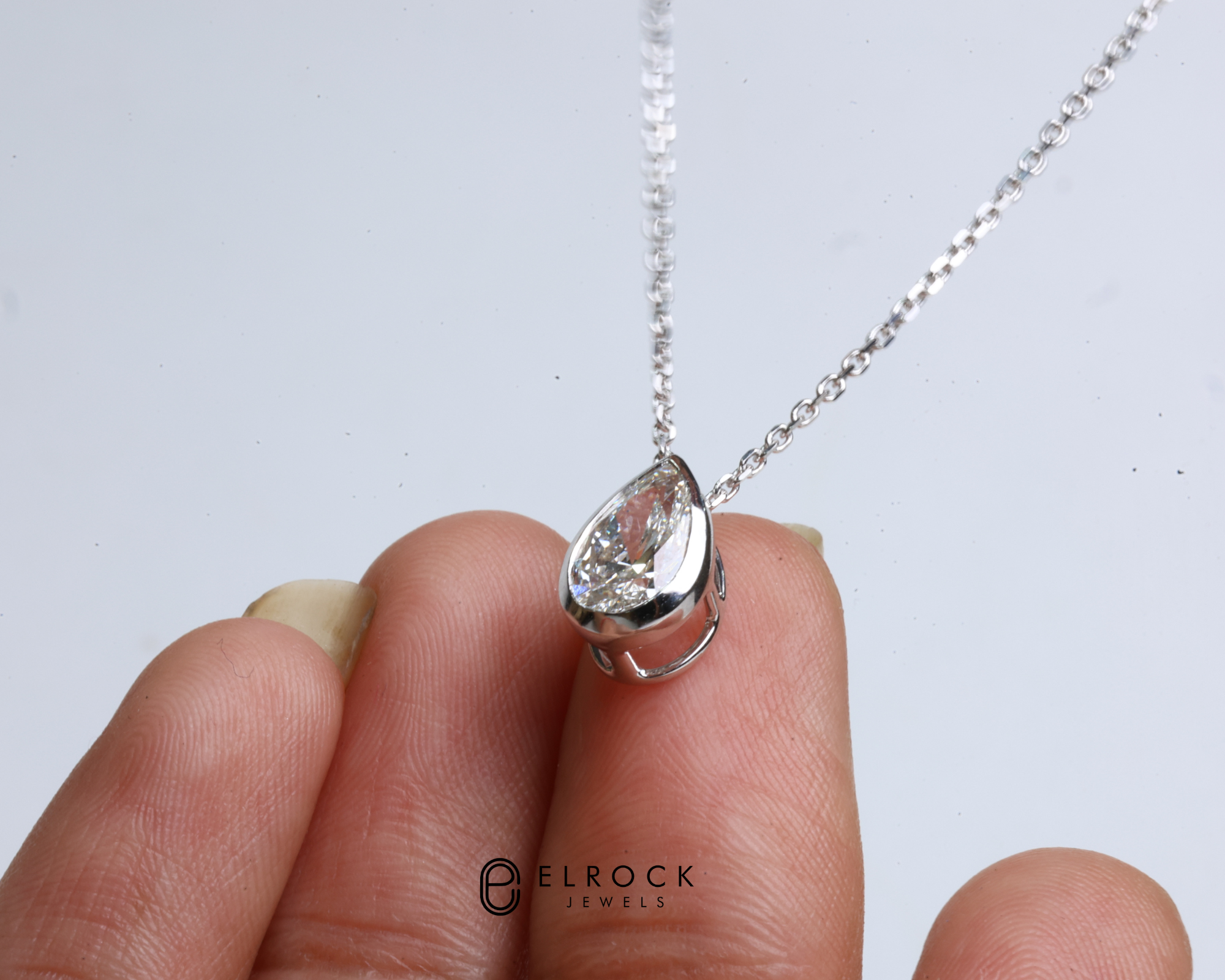 14K Pear Cut Lab Diamond Solitaire Pendant