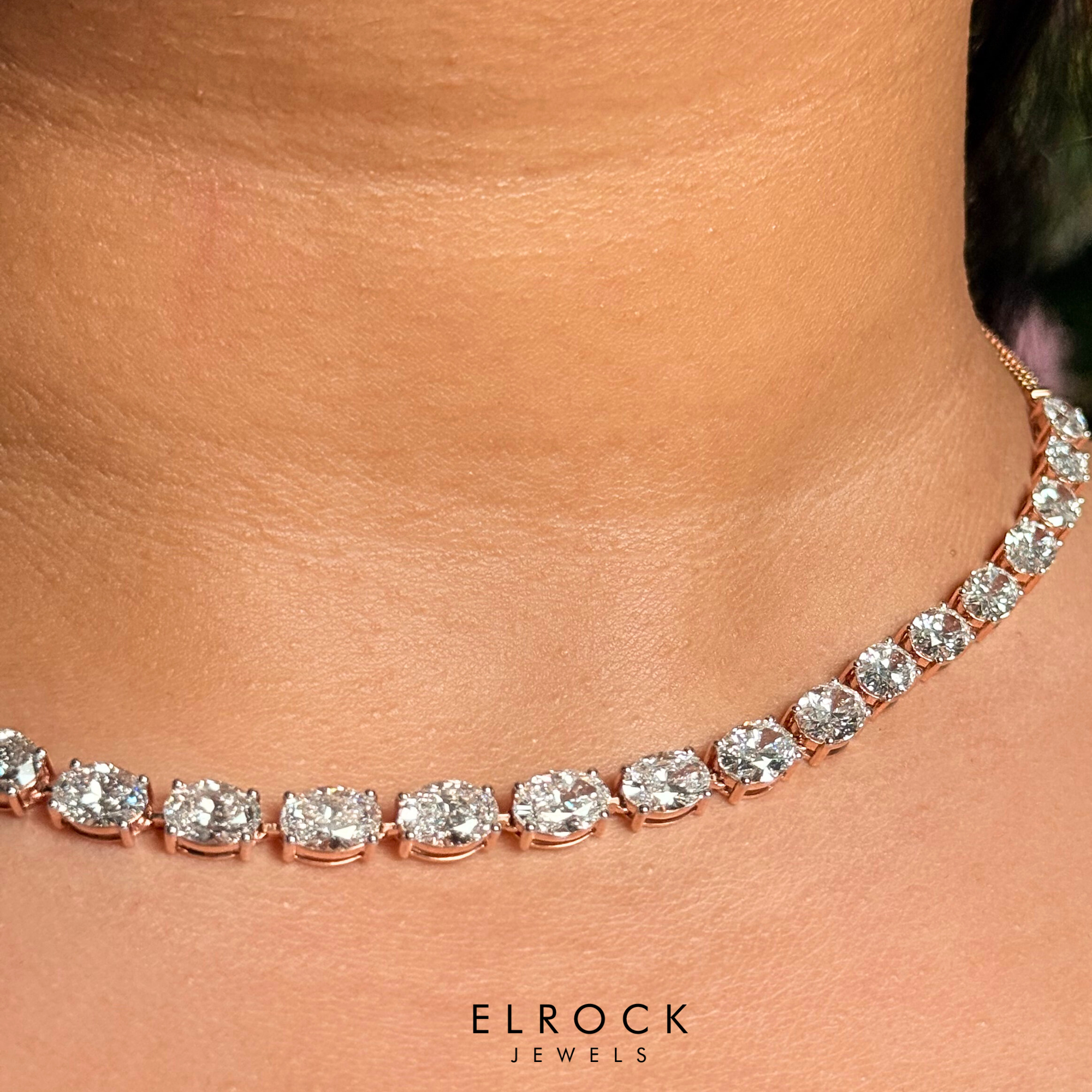 Oval Cut Diamond Tennis Necklace