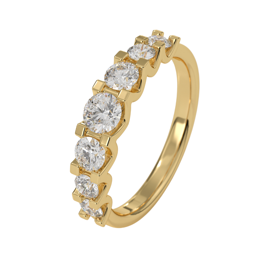 14K Yellow Gold Wedding Band Women's Half Eternity Band