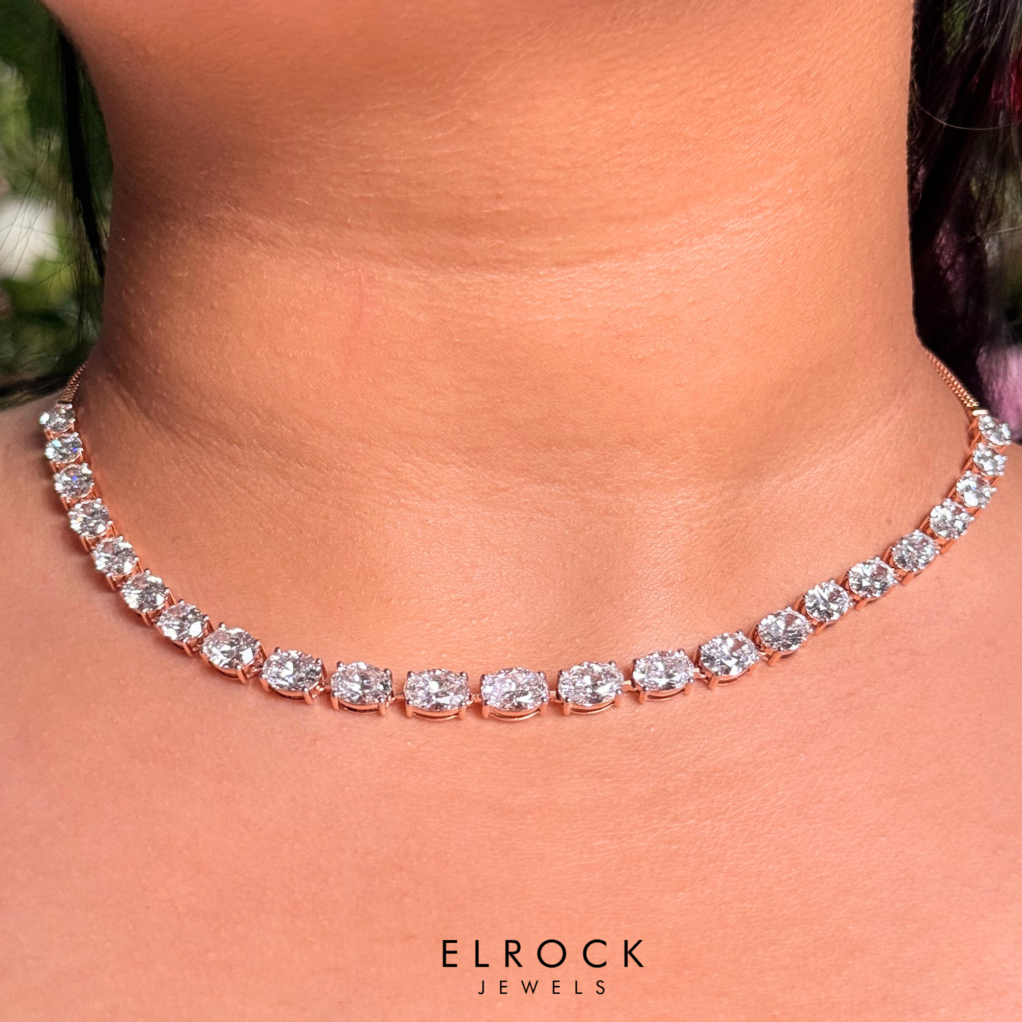 Oval Cut Diamond Tennis Necklace