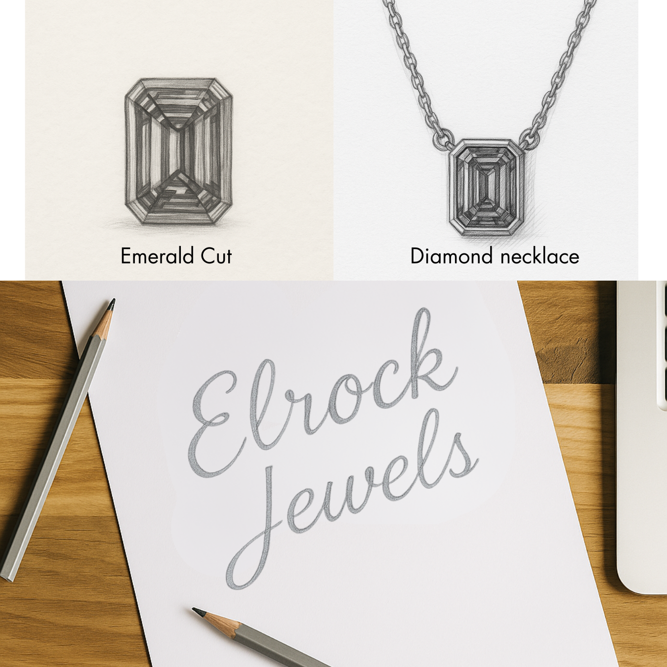 14K Gold Emerald Bezel Set Emerald Cut Green Gemstone Pendant
