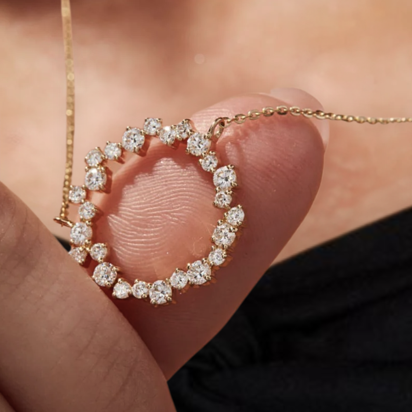 14k Solid Gold Karma Bridal Jewelry,Diamond Circle Necklace