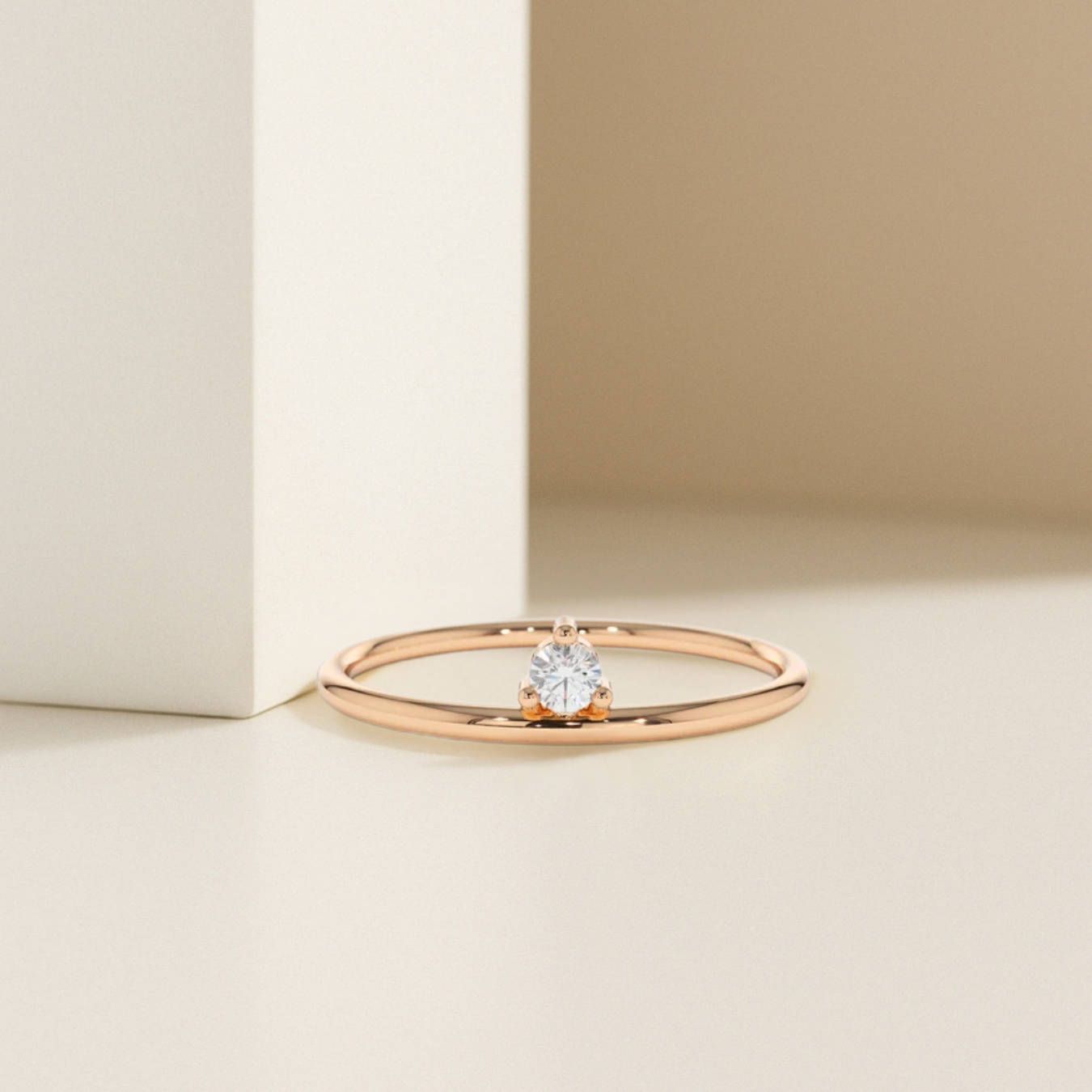 14k Gold Single Solitaire Diamond Ring / Stacking Solitaire Diamond Ring