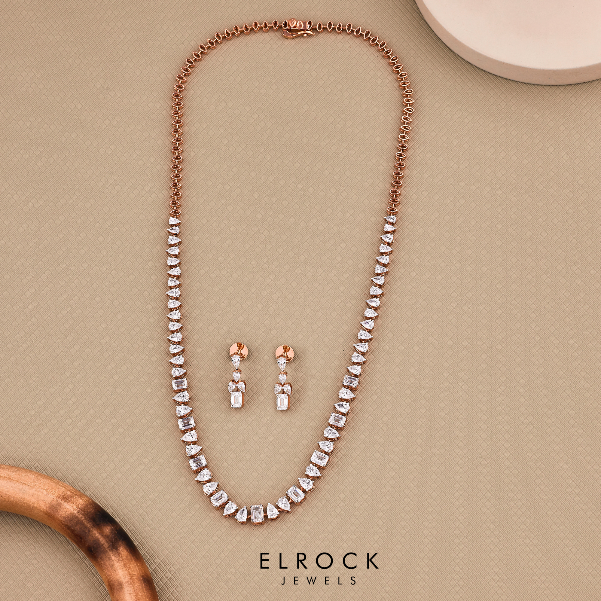 14K Gold Multi Shape Diamond Tennis Necklace