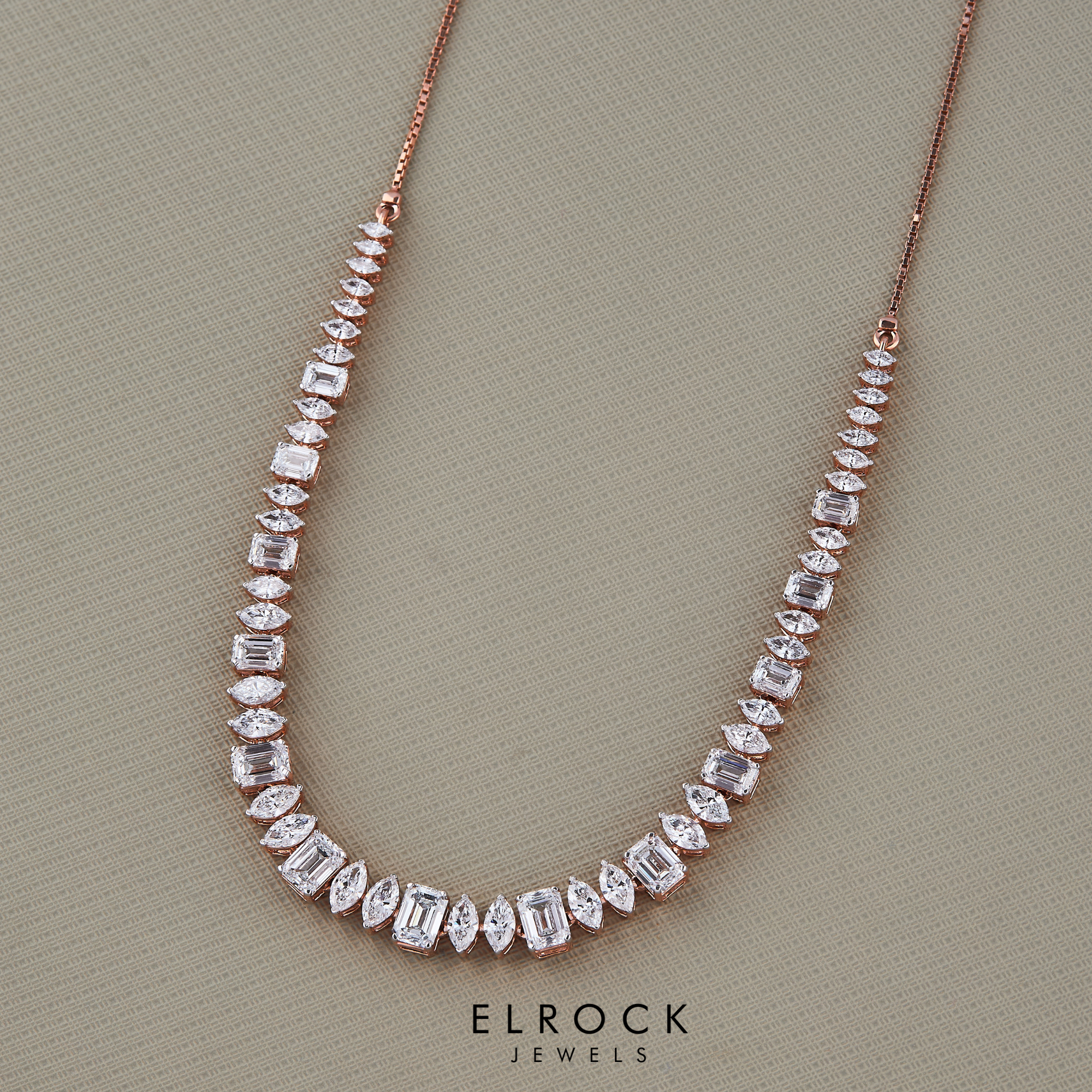 Marquise & Emerald Cut Diamond Choker Necklace