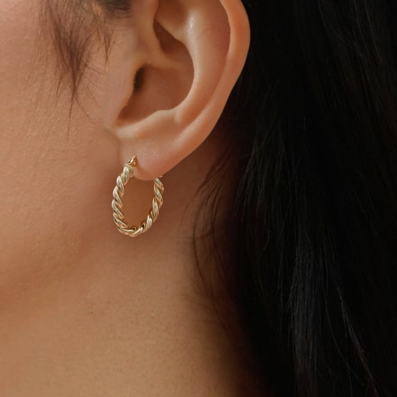 Gold Hoop Earrings,Twisted Cable Hoop Earrings