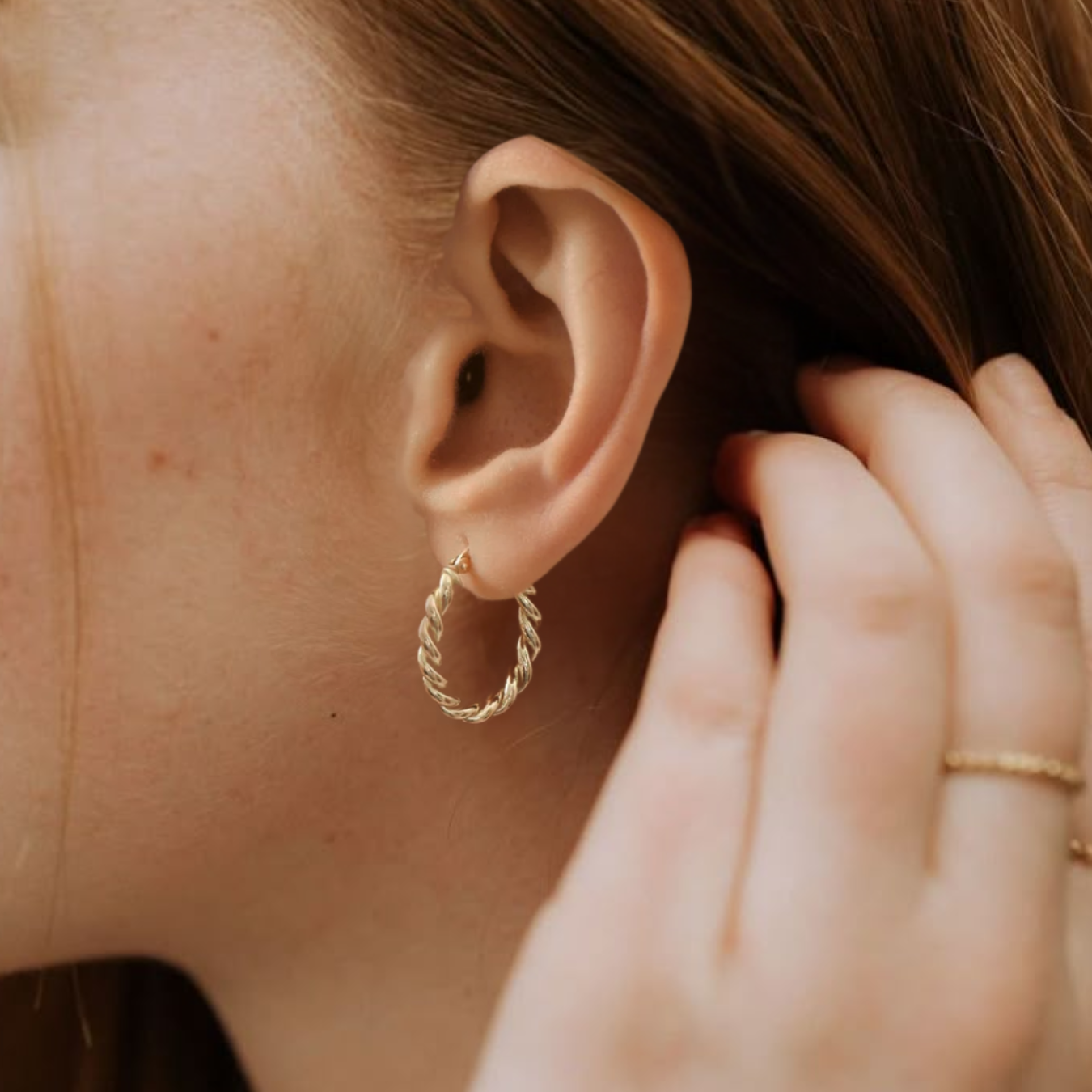 Gold Hoop Earrings,Twisted Cable Hoop Earrings