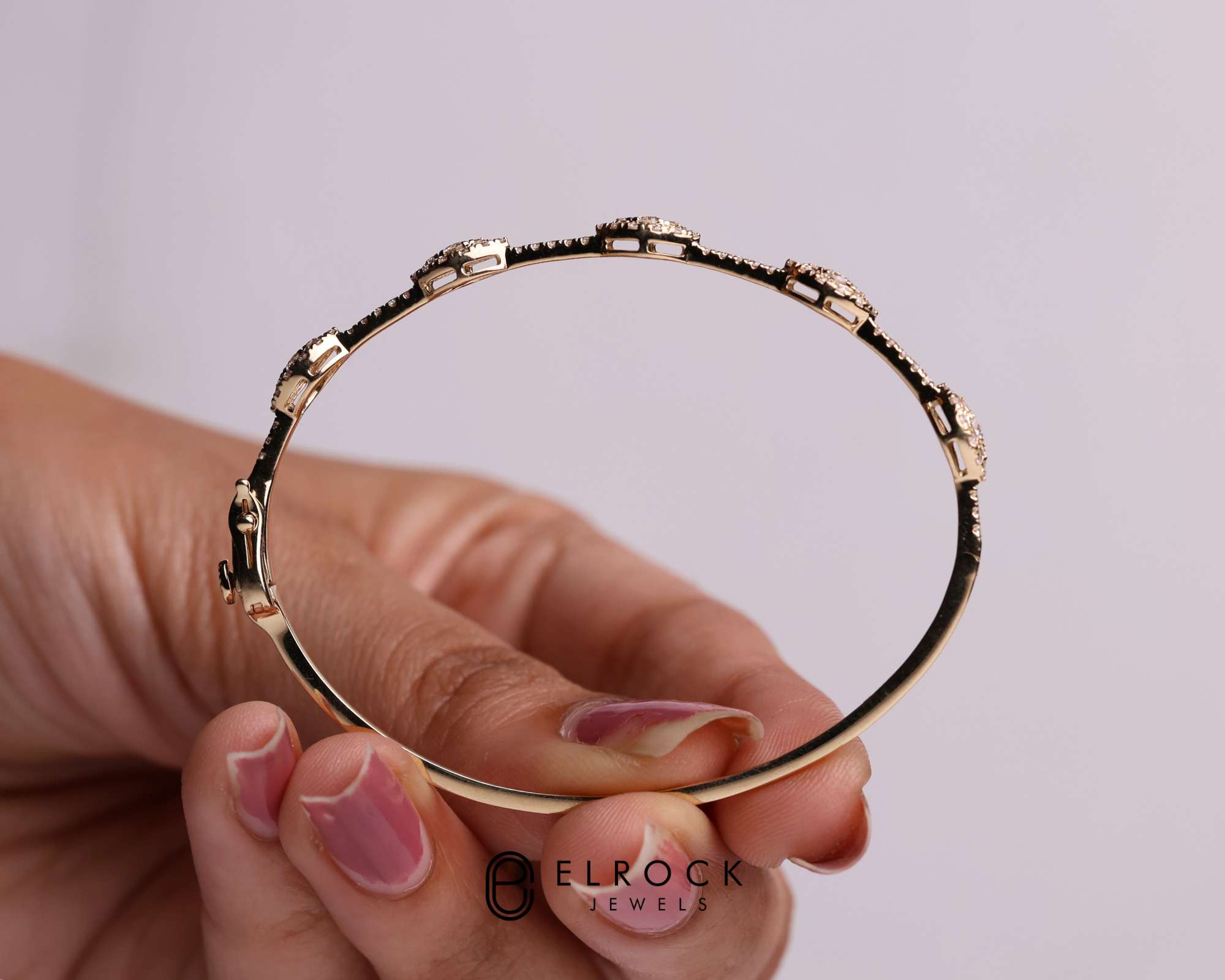 14k Round Diamond Bangle Bracelet