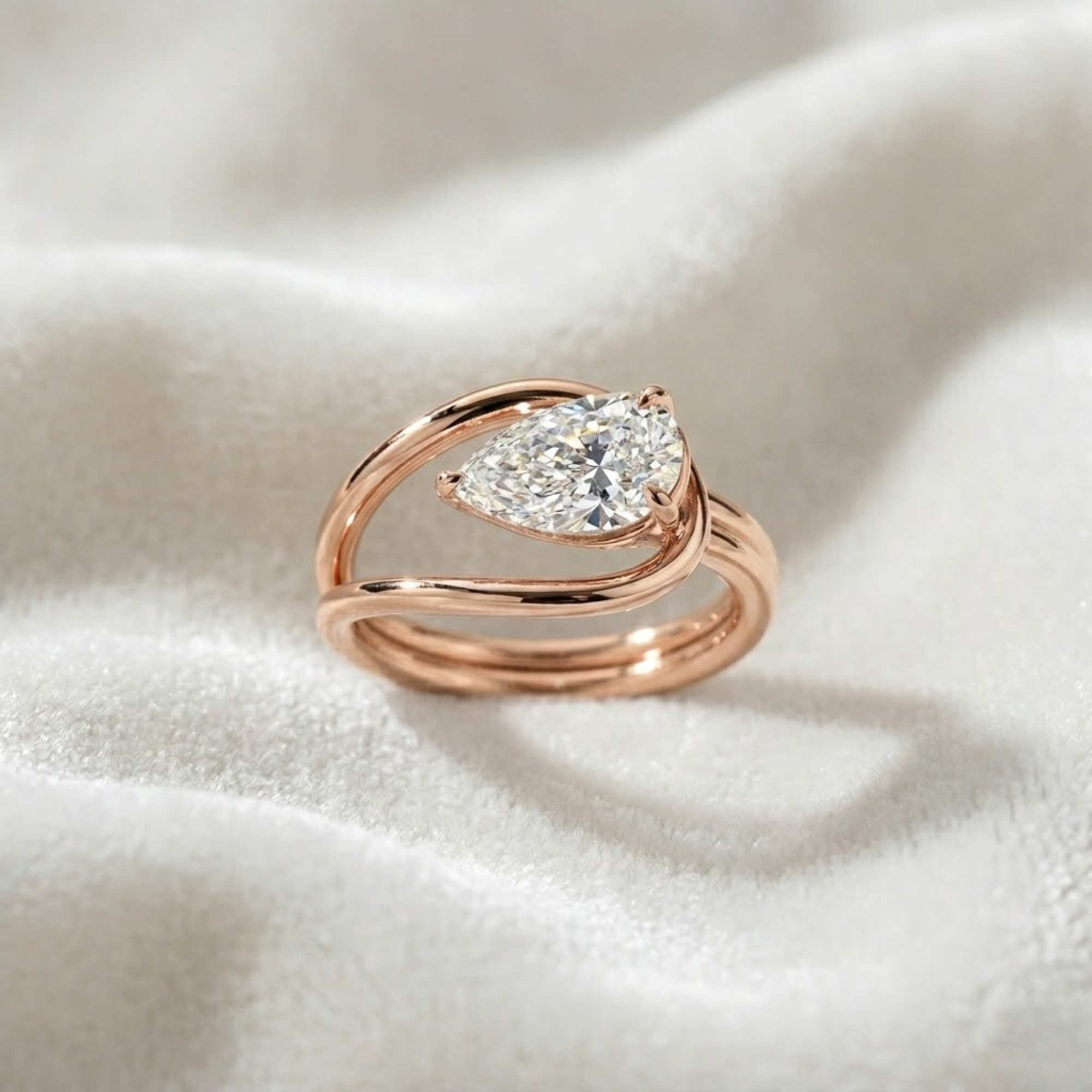 14K Yellow Gold 2.00 Carat Pear Cut Lab Grown Diamond Engagement Ring