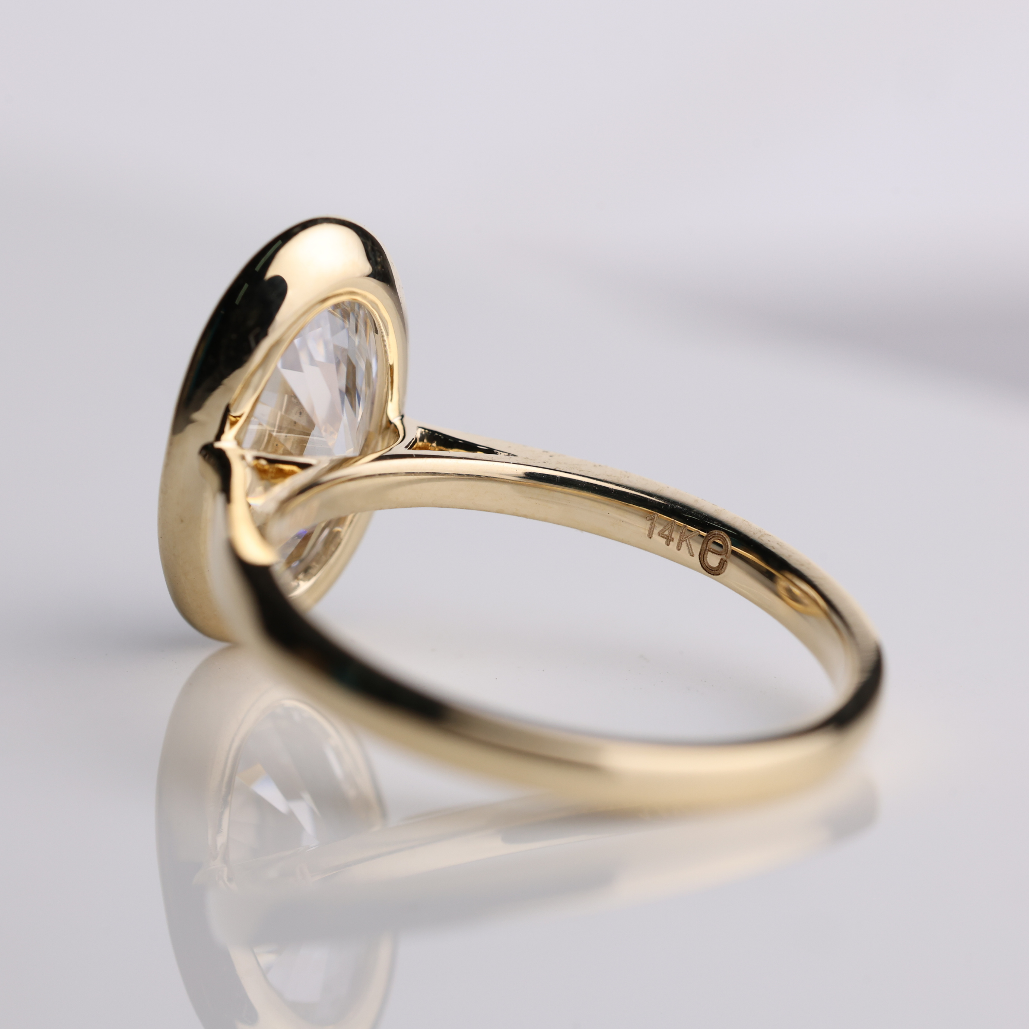 14K Gold Bezel Set Oval Lab Diamond Engagement Ring