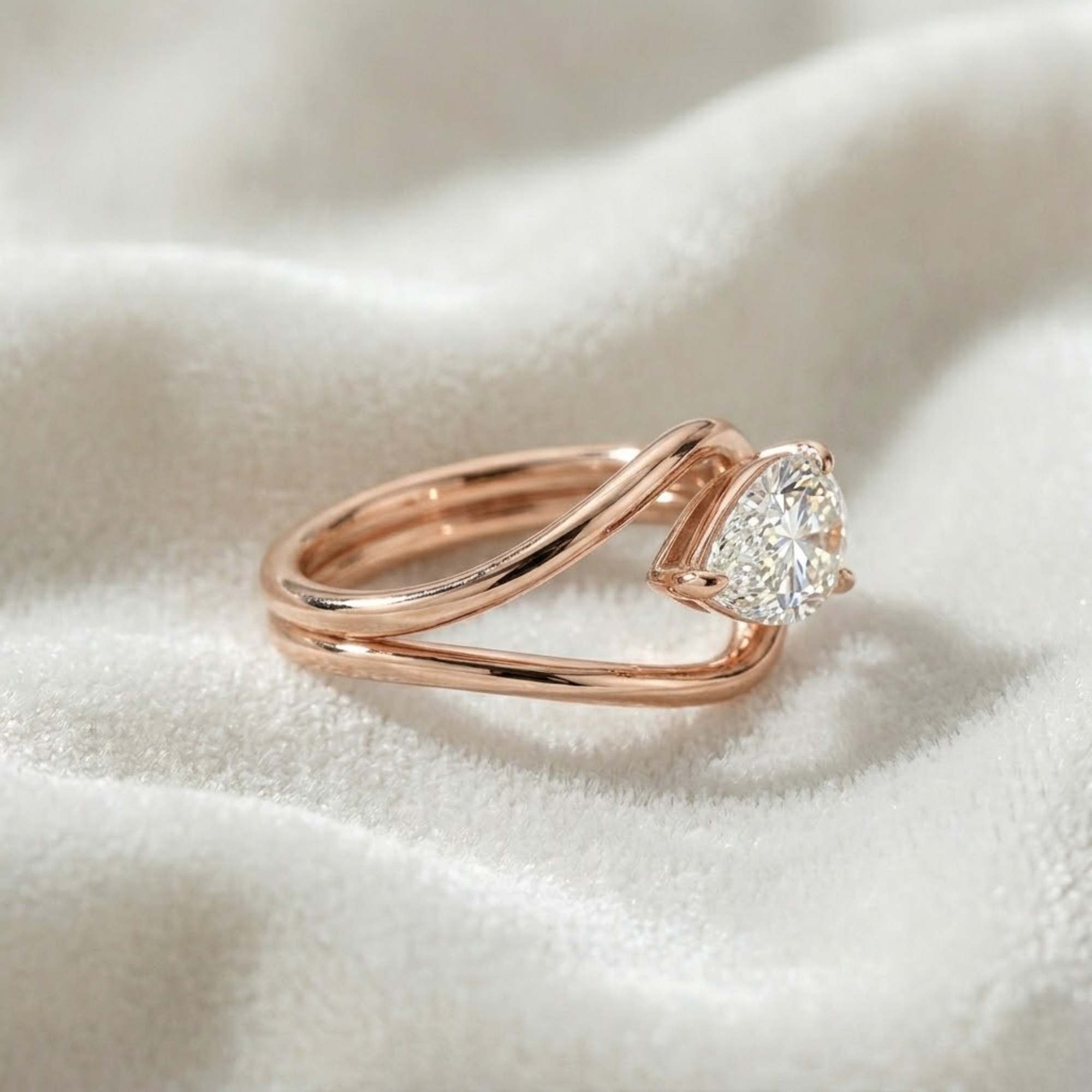 14K Yellow Gold 2.00 Carat Pear Cut Lab Grown Diamond Engagement Ring