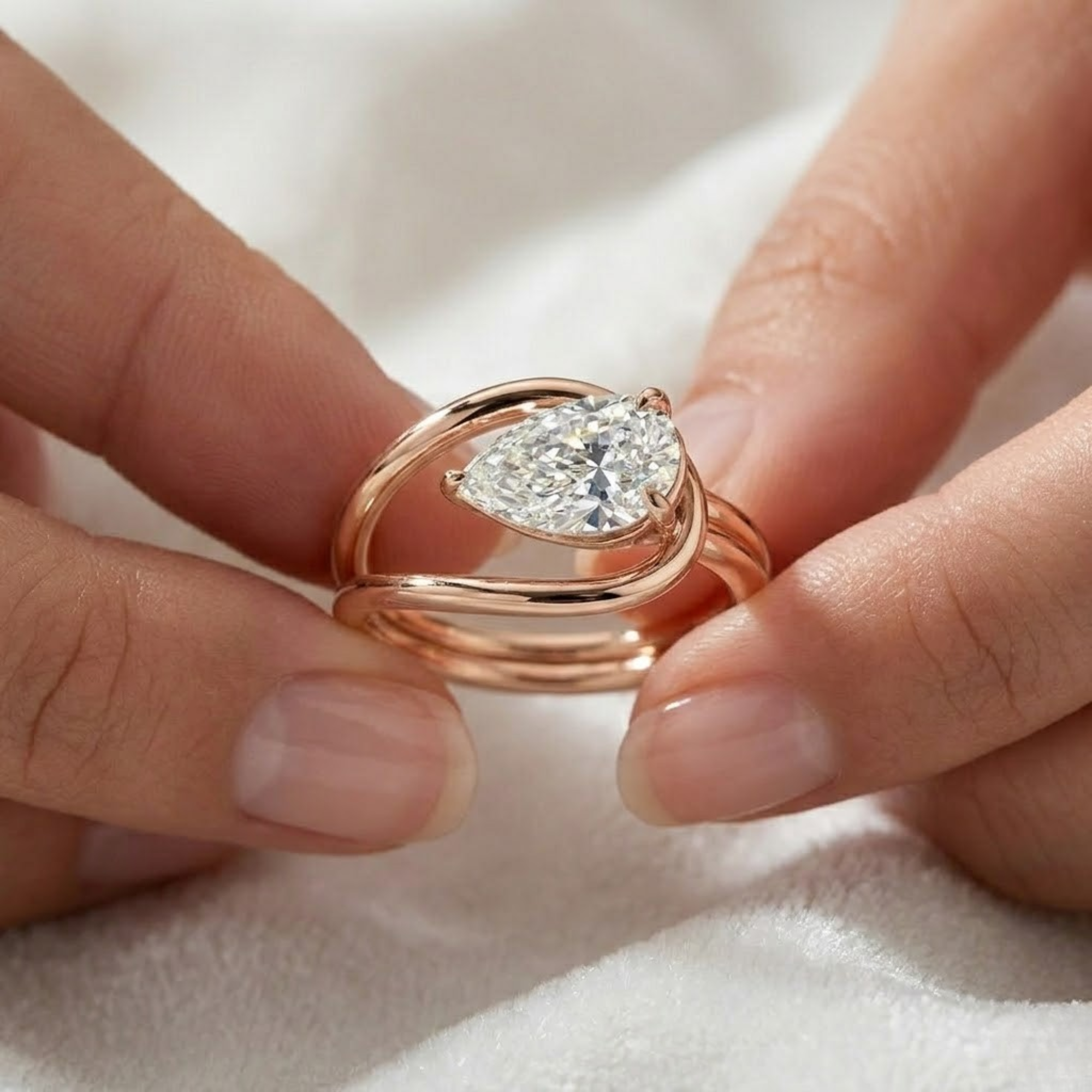 14K Yellow Gold 2.00 Carat Pear Cut Lab Grown Diamond Engagement Ring