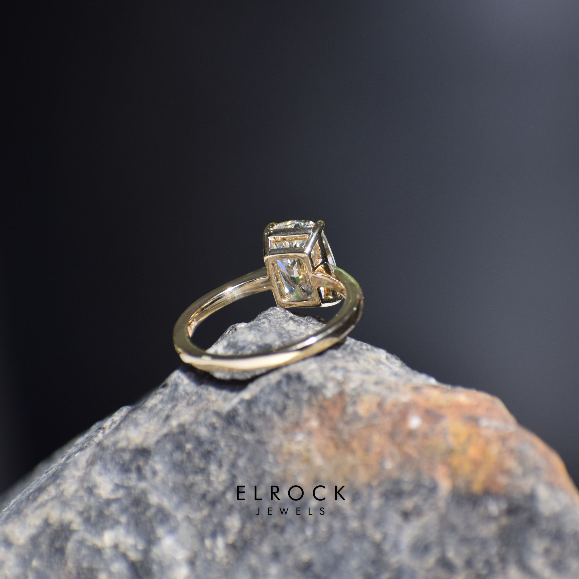 14K Yellow Gold 3 CT Elongated Cushion Diamond Engagement Ring