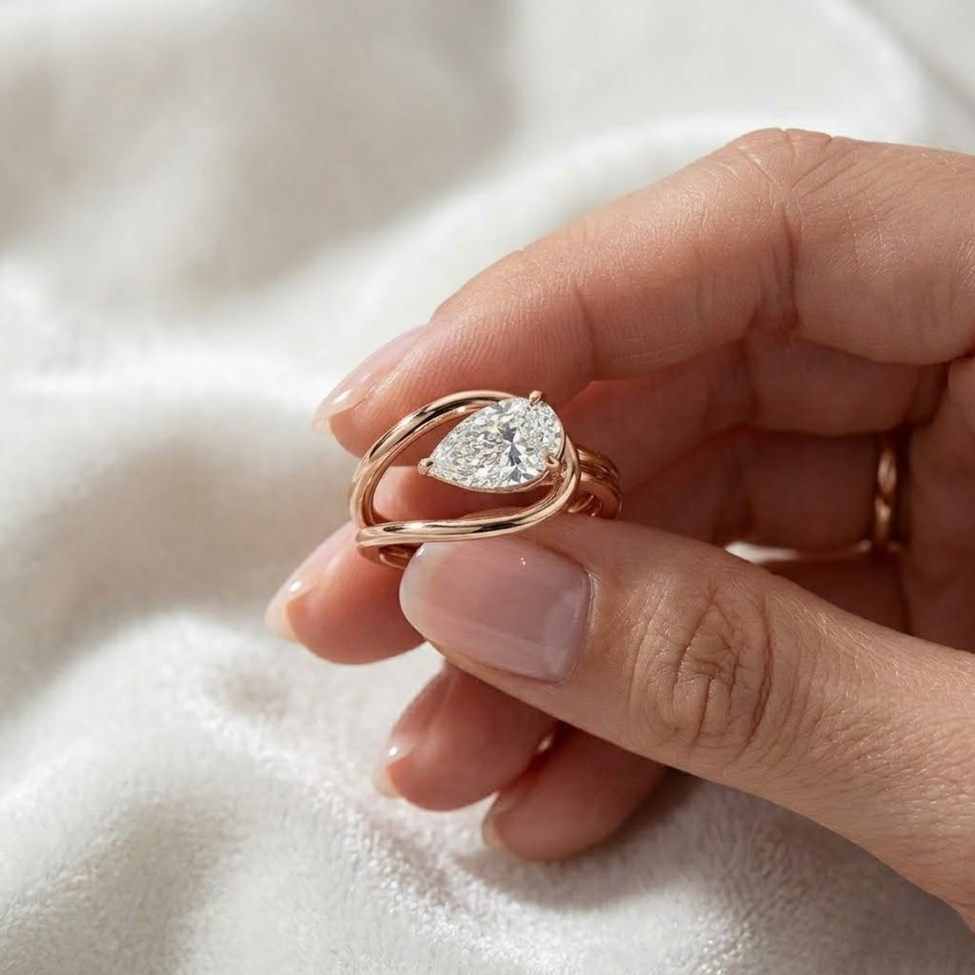 14K Yellow Gold 2.00 Carat Pear Cut Lab Grown Diamond Engagement Ring