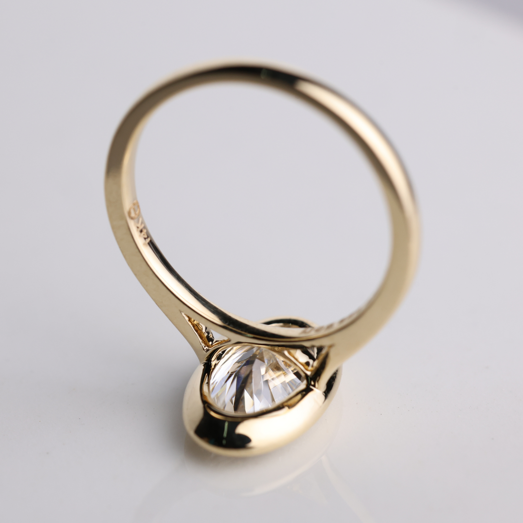 14K Gold Bezel Set Oval Lab Diamond Engagement Ring