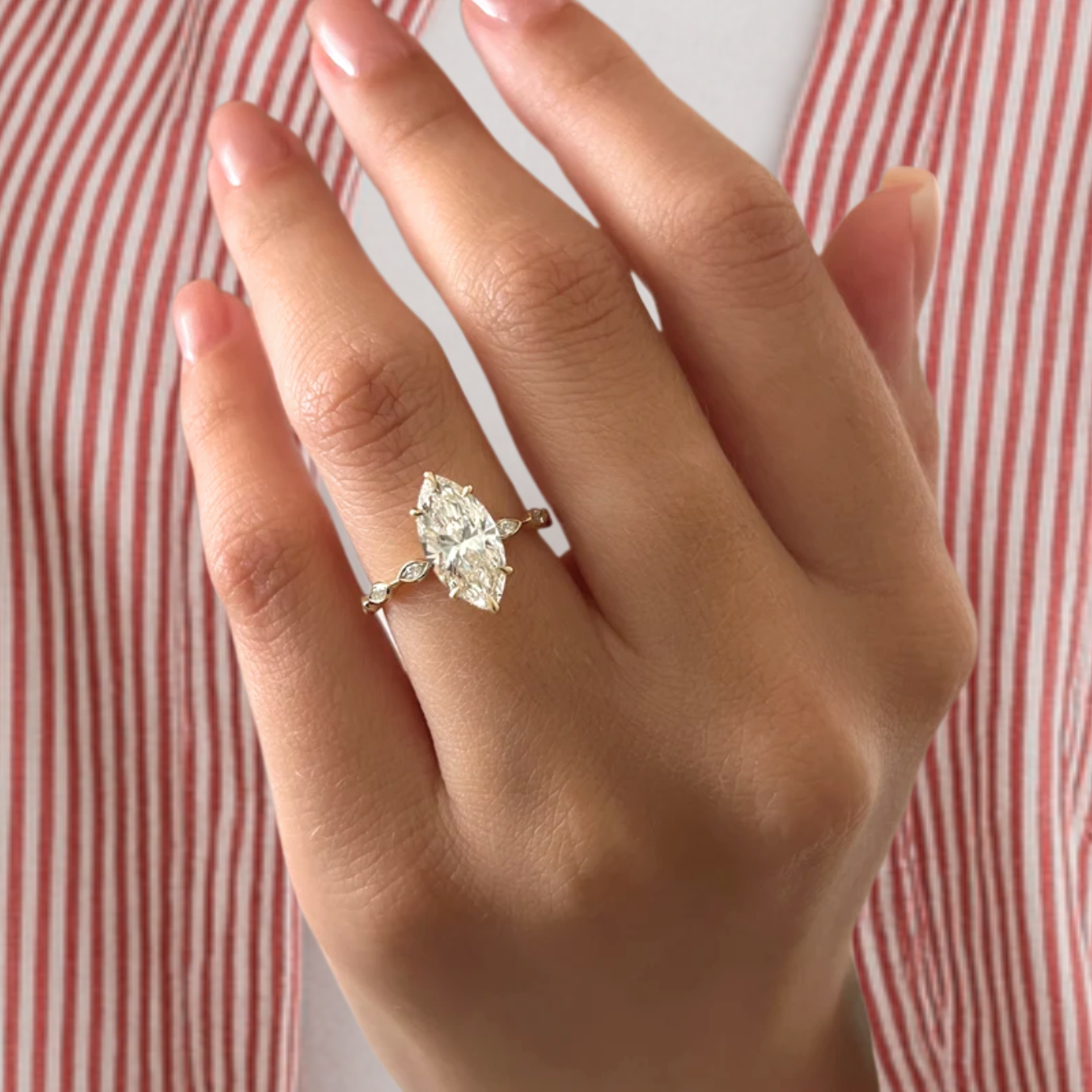 14K Gold 2 Carat Marquise Engagement Ring