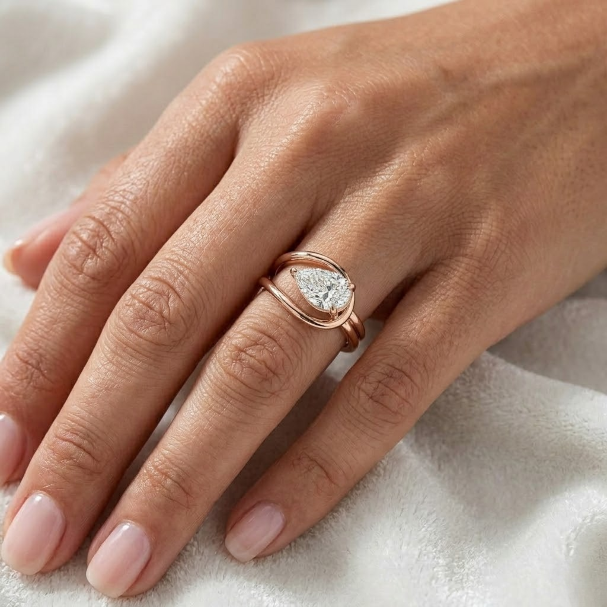 14K Yellow Gold 2.00 Carat Pear Cut Lab Grown Diamond Engagement Ring