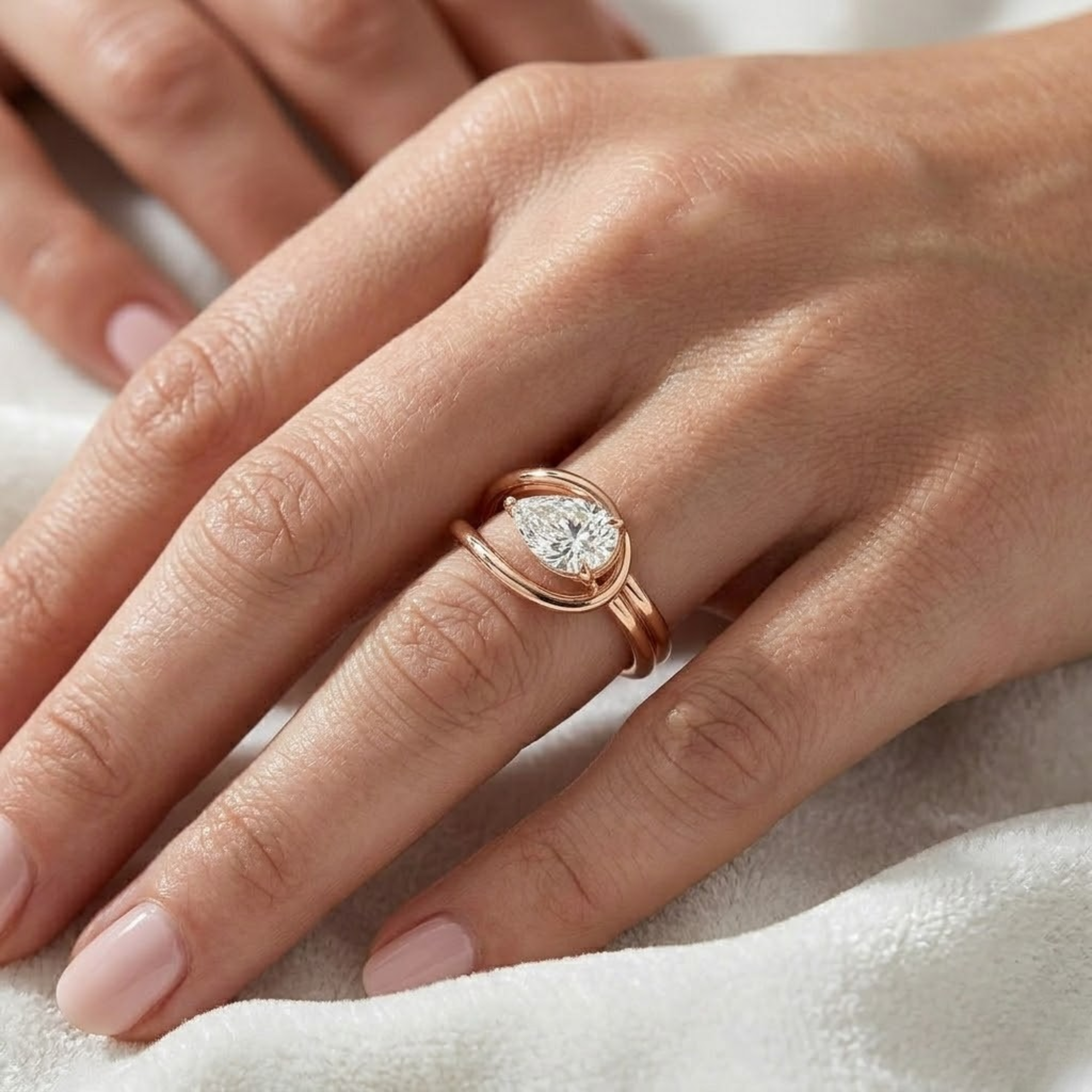 14K Yellow Gold 2.00 Carat Pear Cut Lab Grown Diamond Engagement Ring
