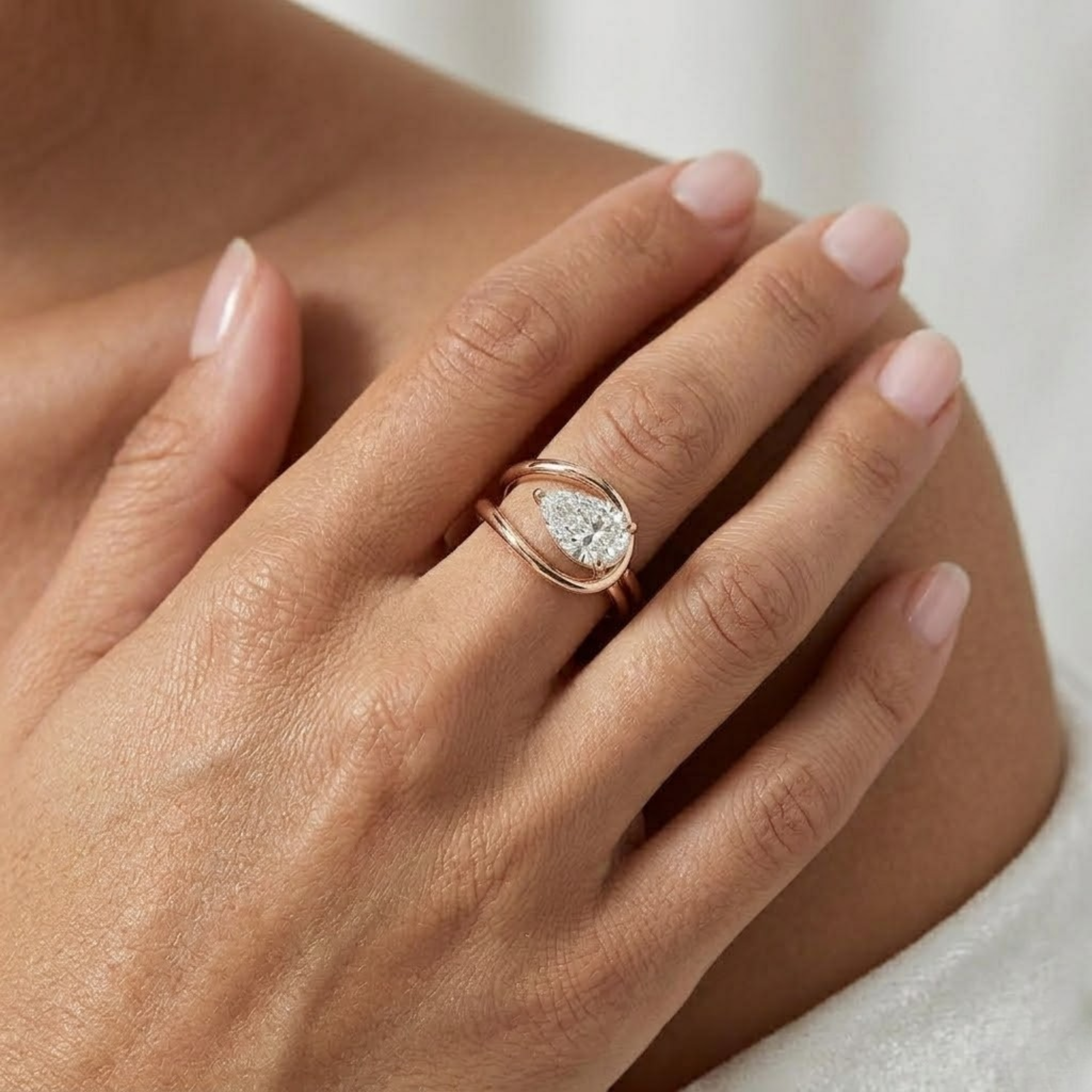 14K Yellow Gold 2.00 Carat Pear Cut Lab Grown Diamond Engagement Ring