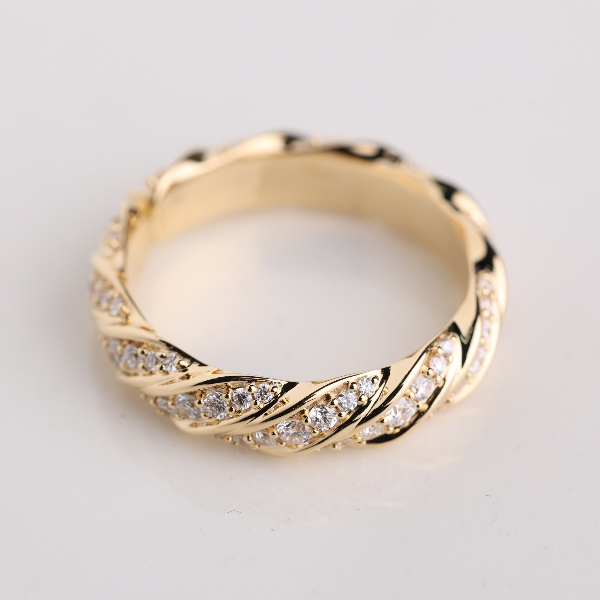14K Solid Gold Diamond Twisted Eternity Ring
