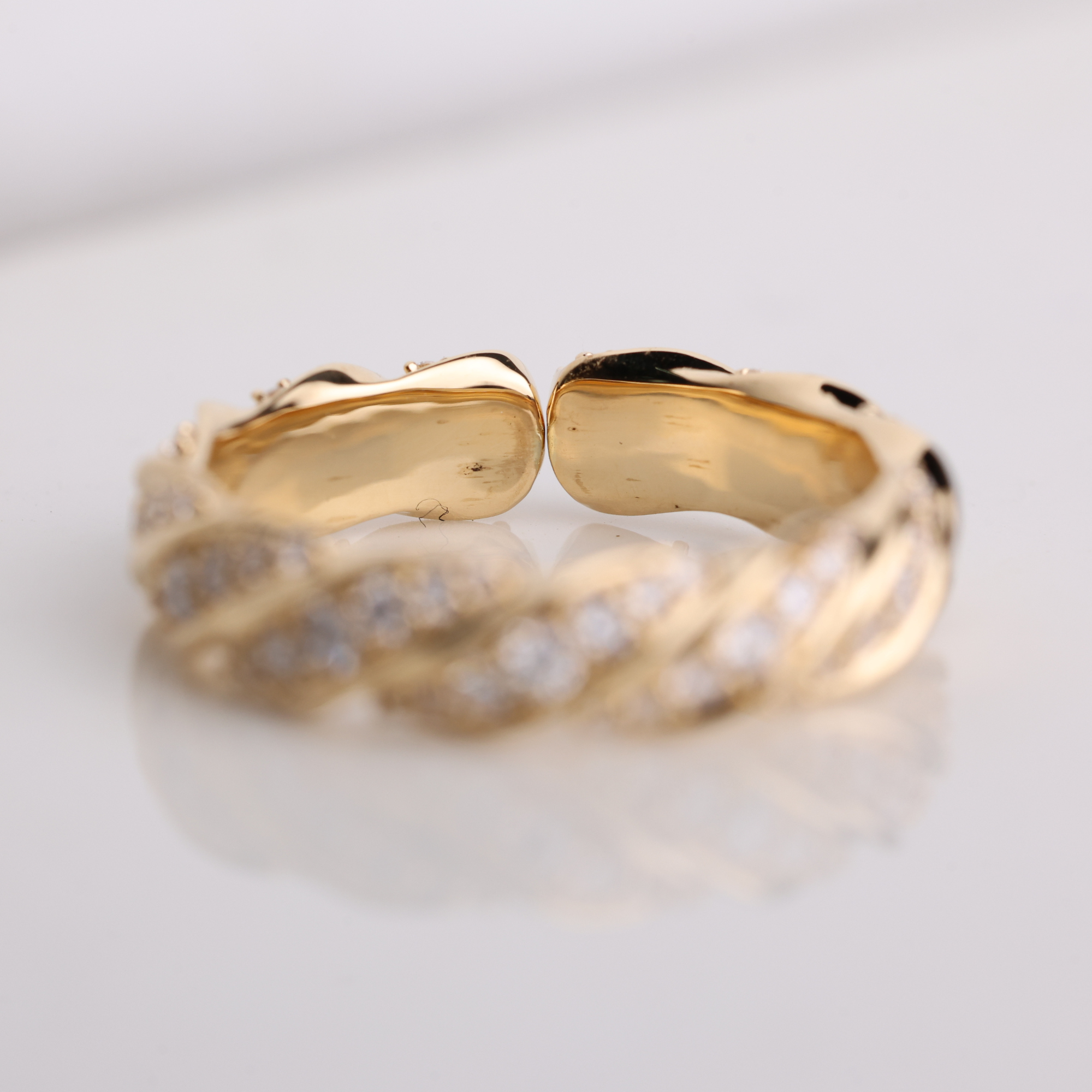14K Solid Gold Diamond Twisted Eternity Ring