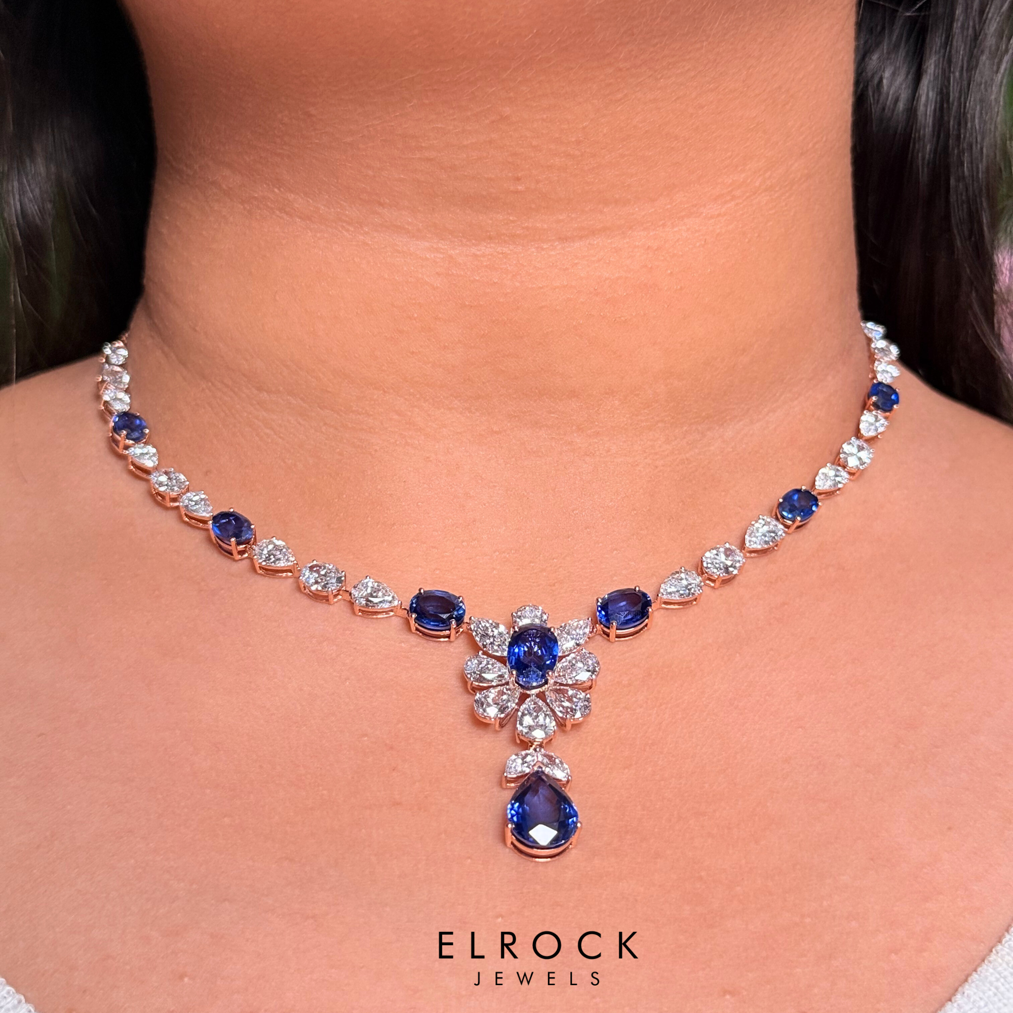 The Sapphire Floral Tennis Necklace