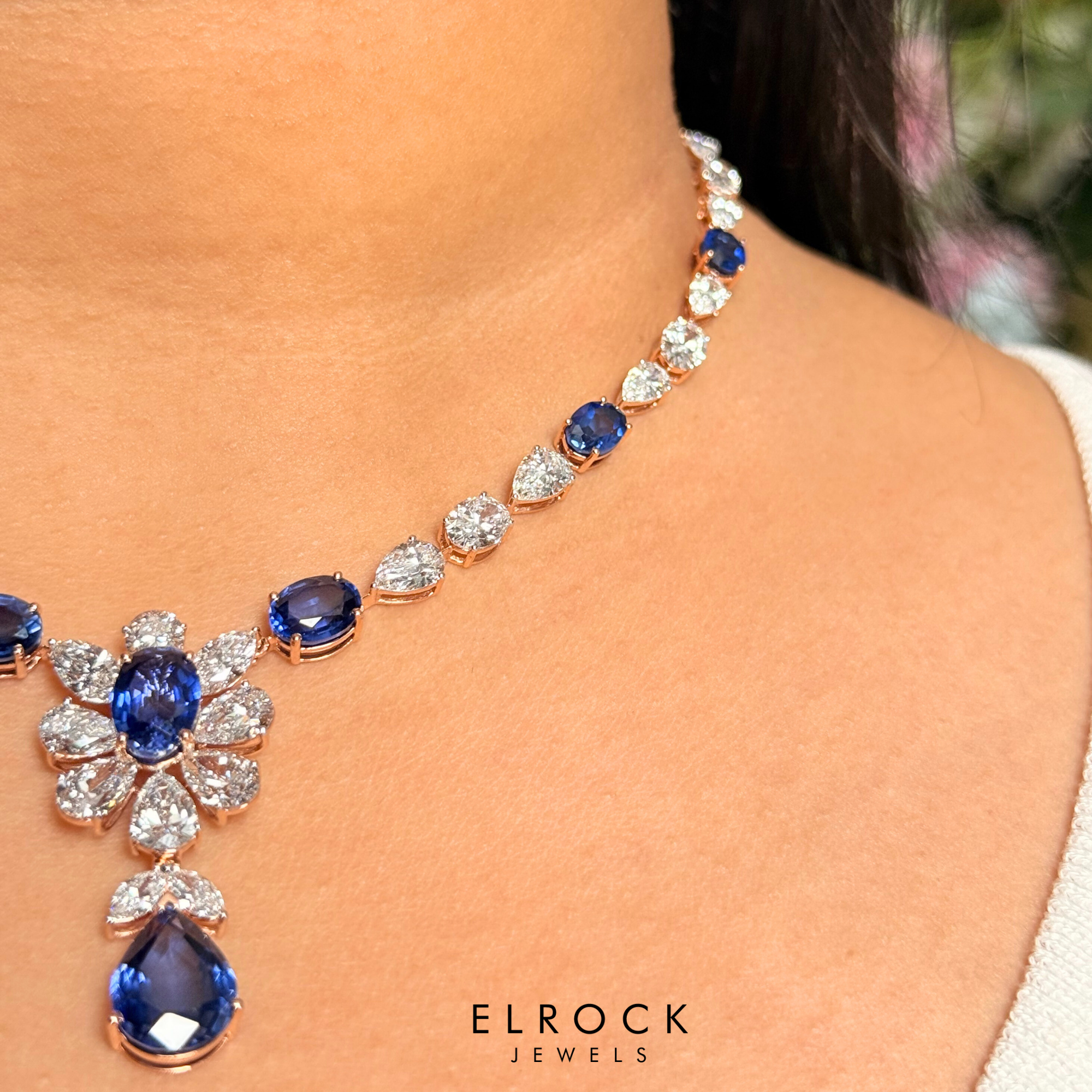 The Sapphire Floral Tennis Necklace