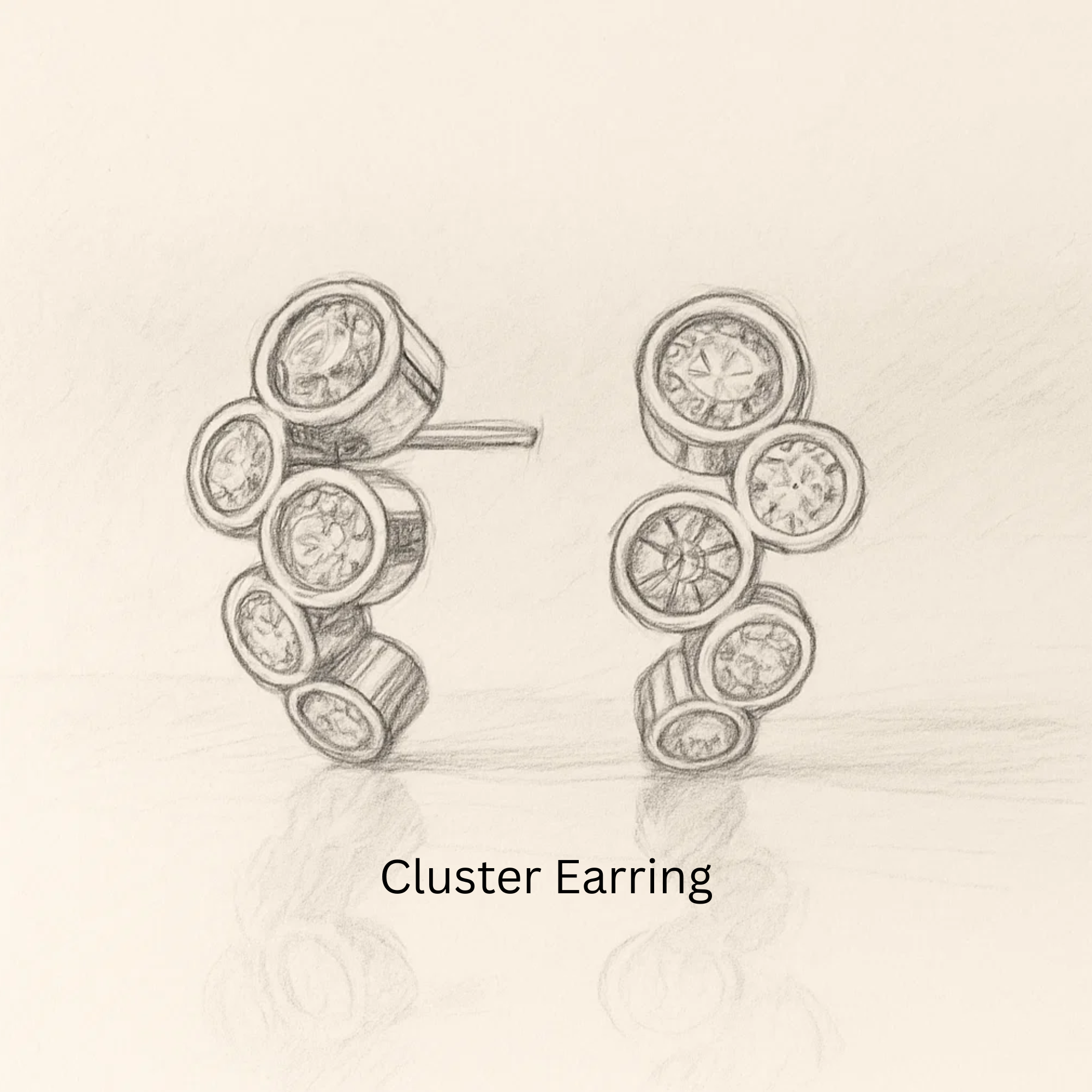 14K Gold and Lab Grown Diamond Cluster Earrings