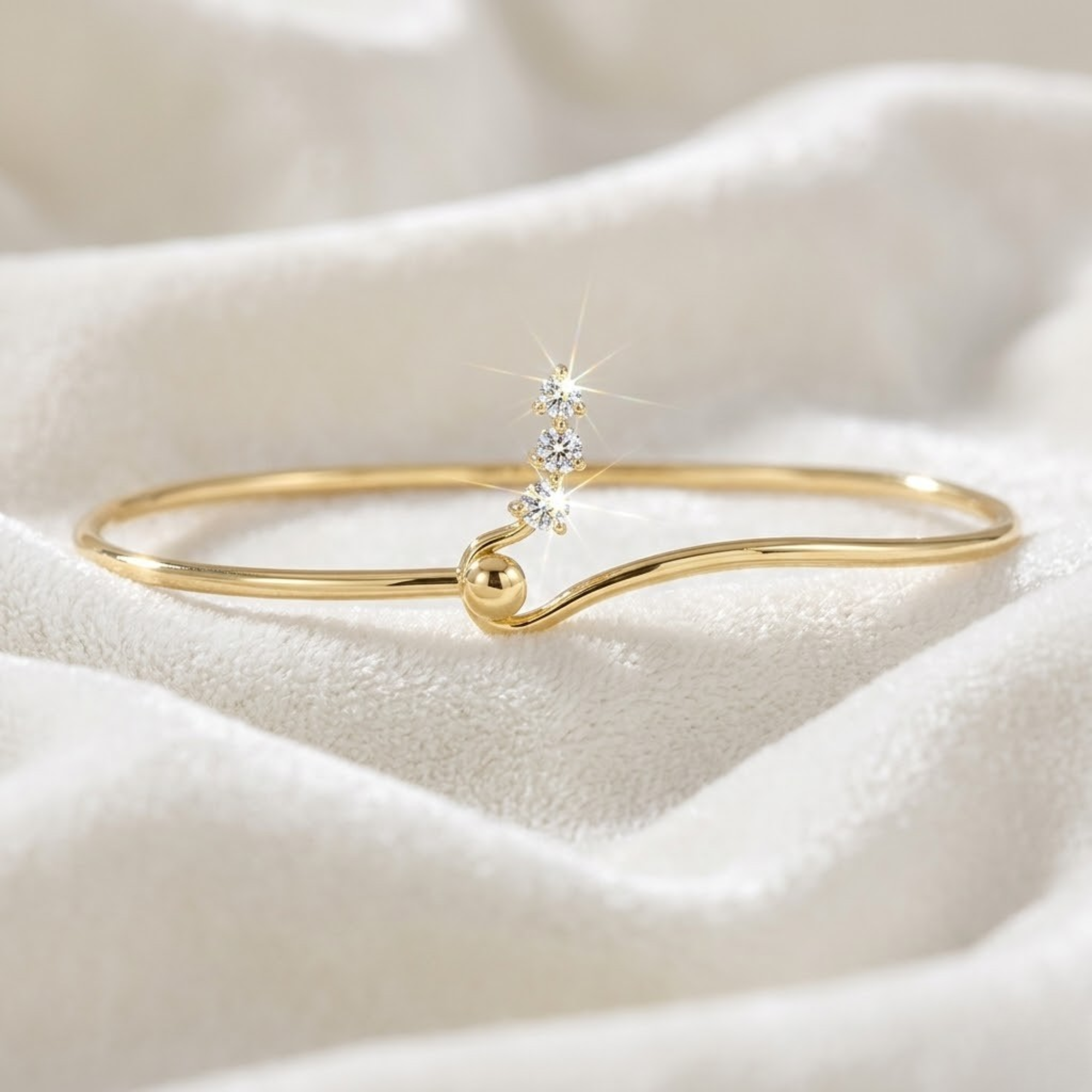 14K Gold Minimalist Pear Shape Solitaire Cuff Bracelet