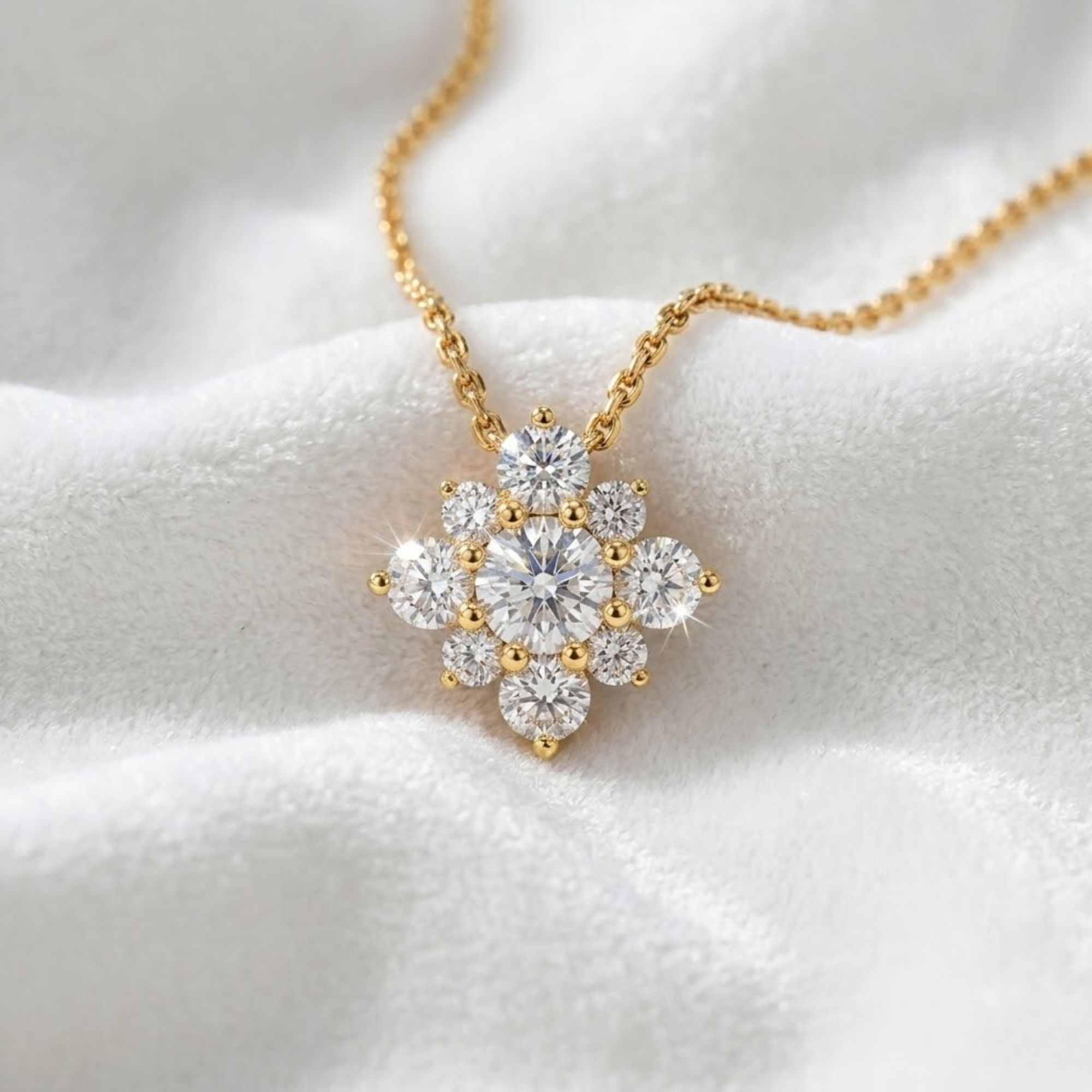 14K Round Lab Grown Diamond Necklace, Wedding Necklace for Women