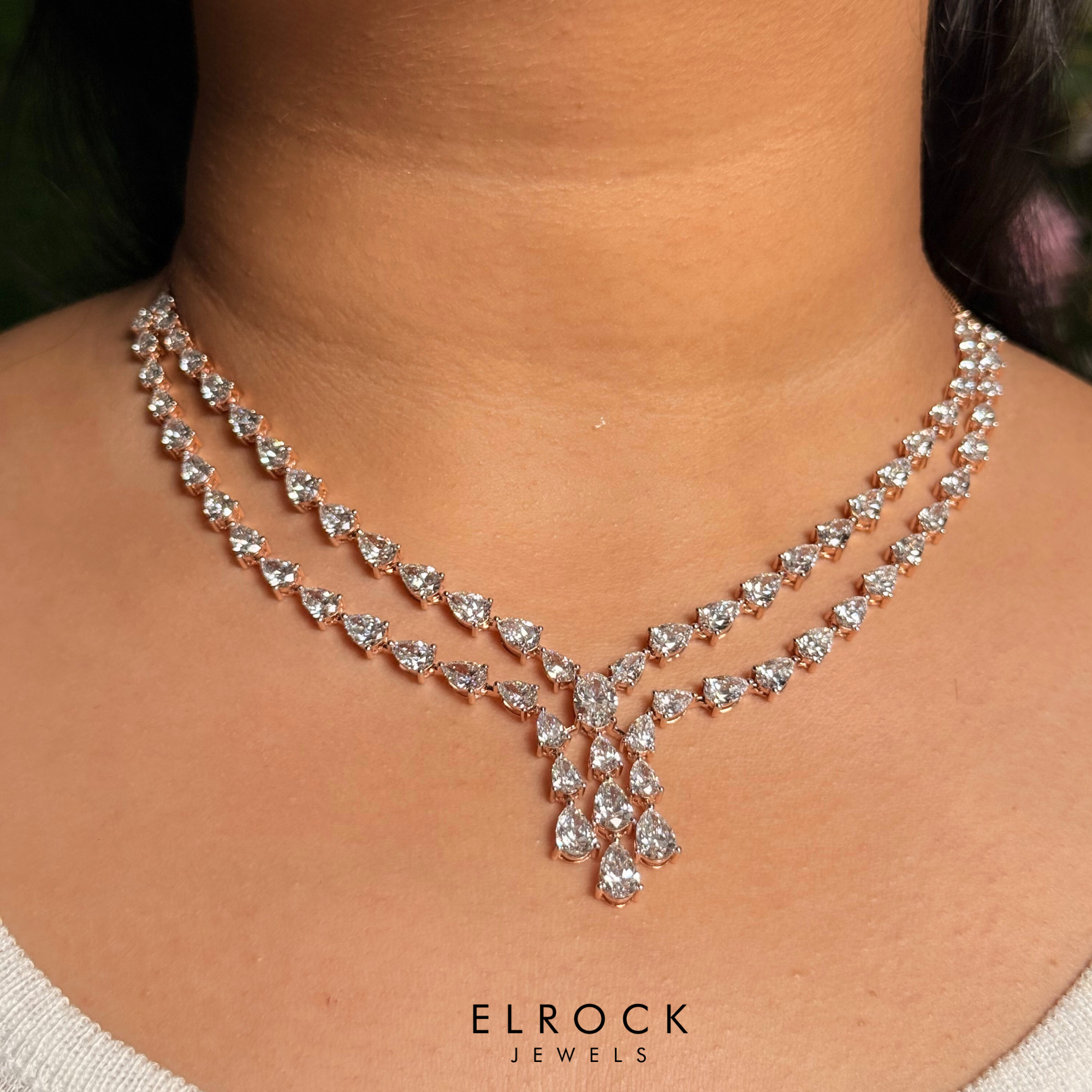 Oval & Pear Cut Diamond Necklace