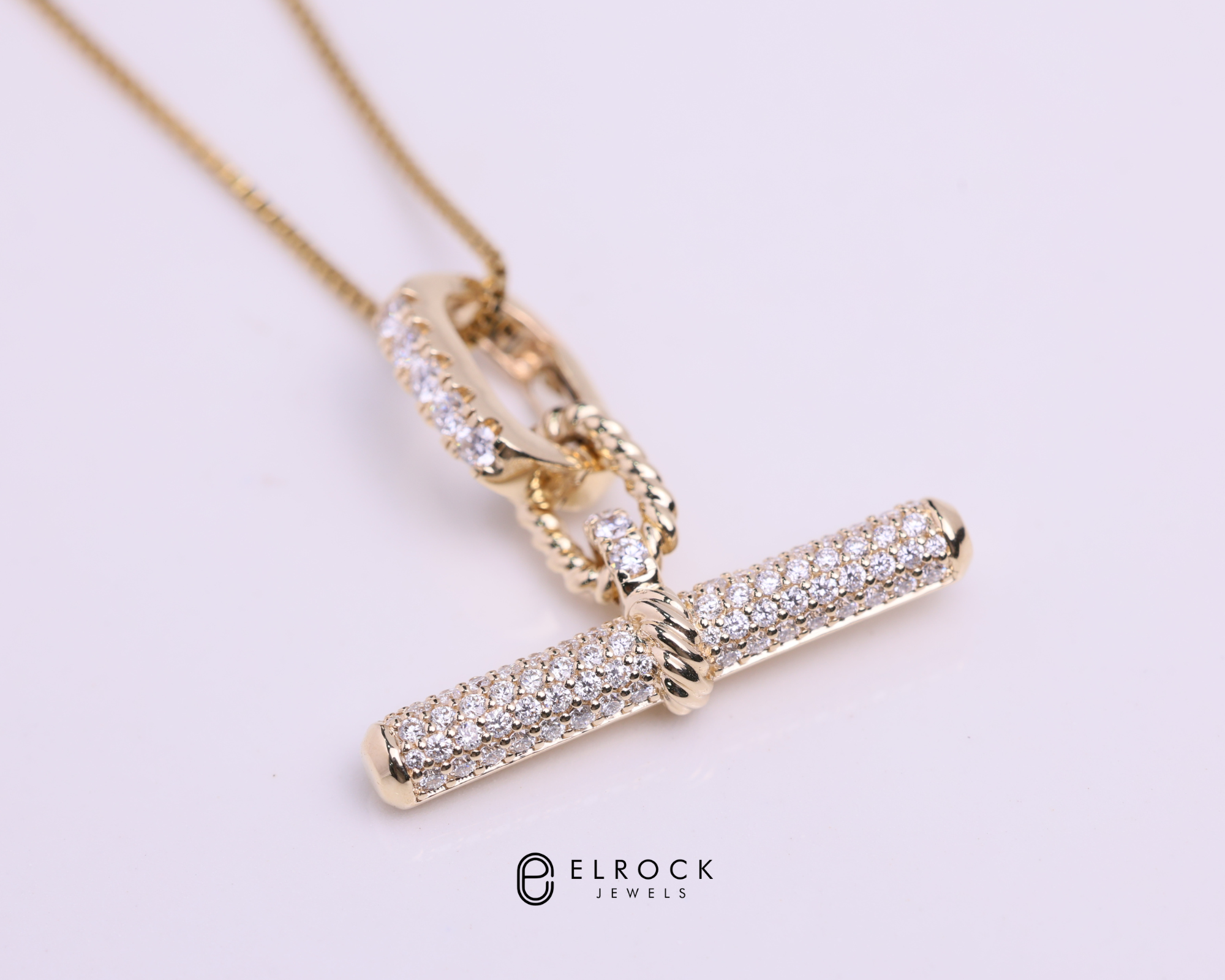 14K Gold Dainty Diamond Pave Pendant