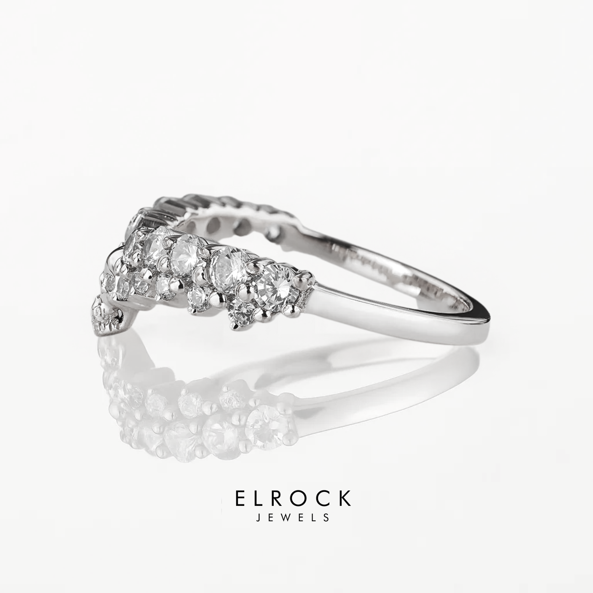 14K Skull Wedding Band with Round Cut Lab Grown Diamonds
