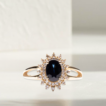 1.25 Ct Blue Sapphire Ring, 14k Gold Oval Sapphire Wedding Ring