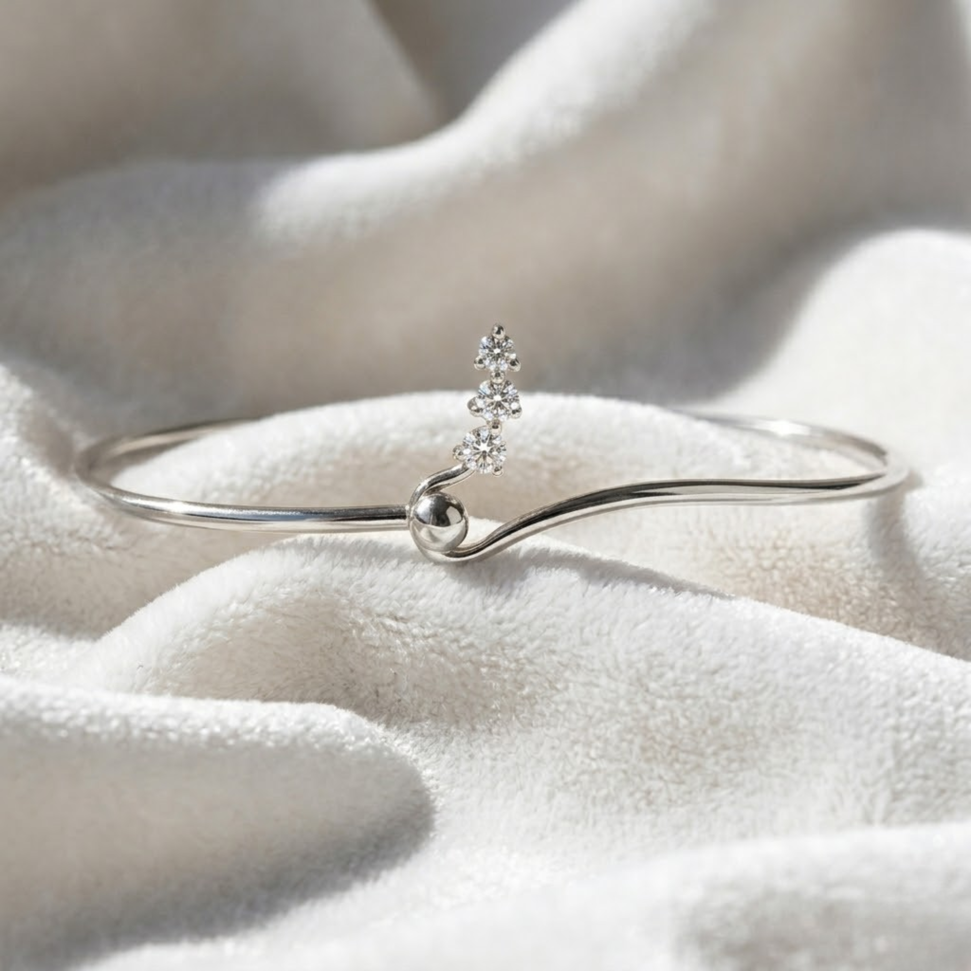 14K Gold Minimalist Pear Shape Solitaire Cuff Bracelet