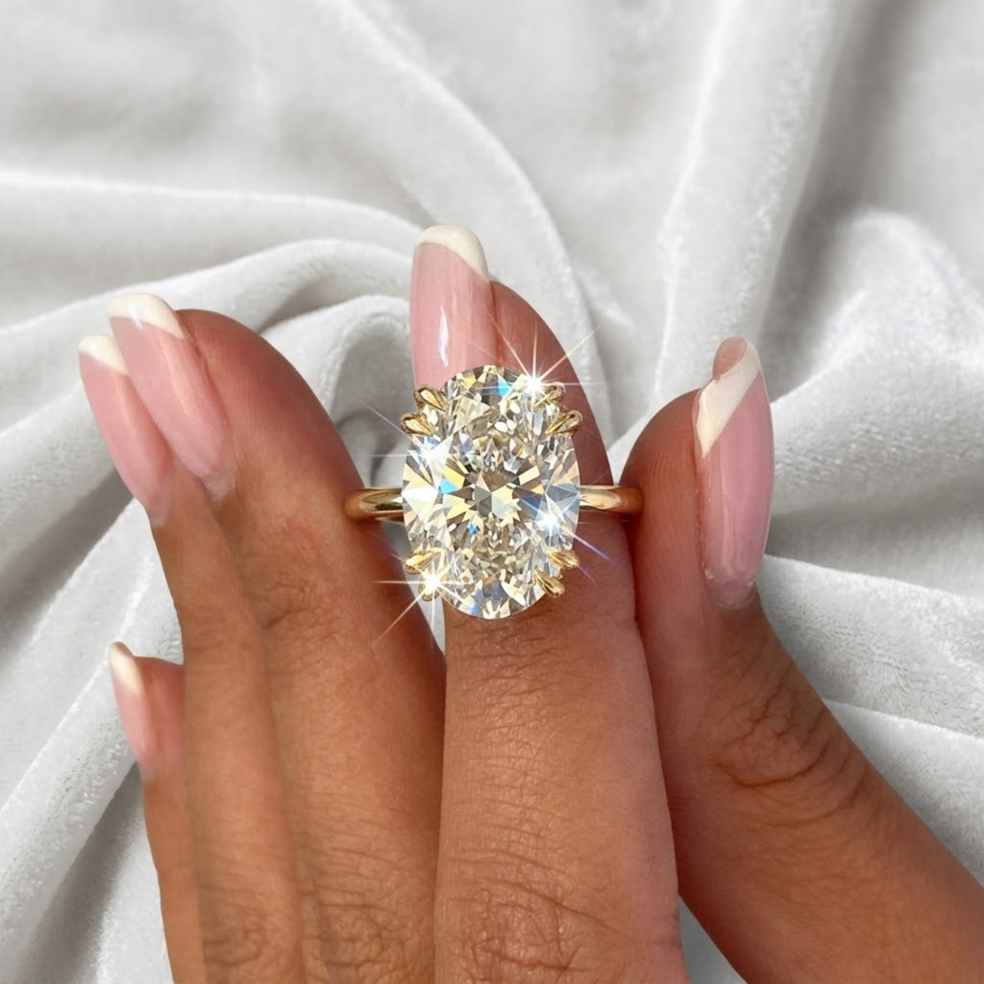 14K Gold Four Prong Setting Oval Shaped Engagement Ring