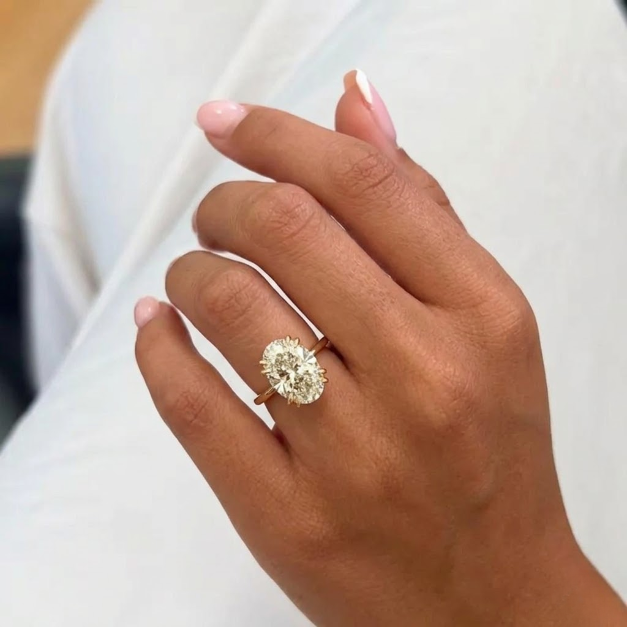 14K Gold Four Prong Setting Oval Shaped Engagement Ring