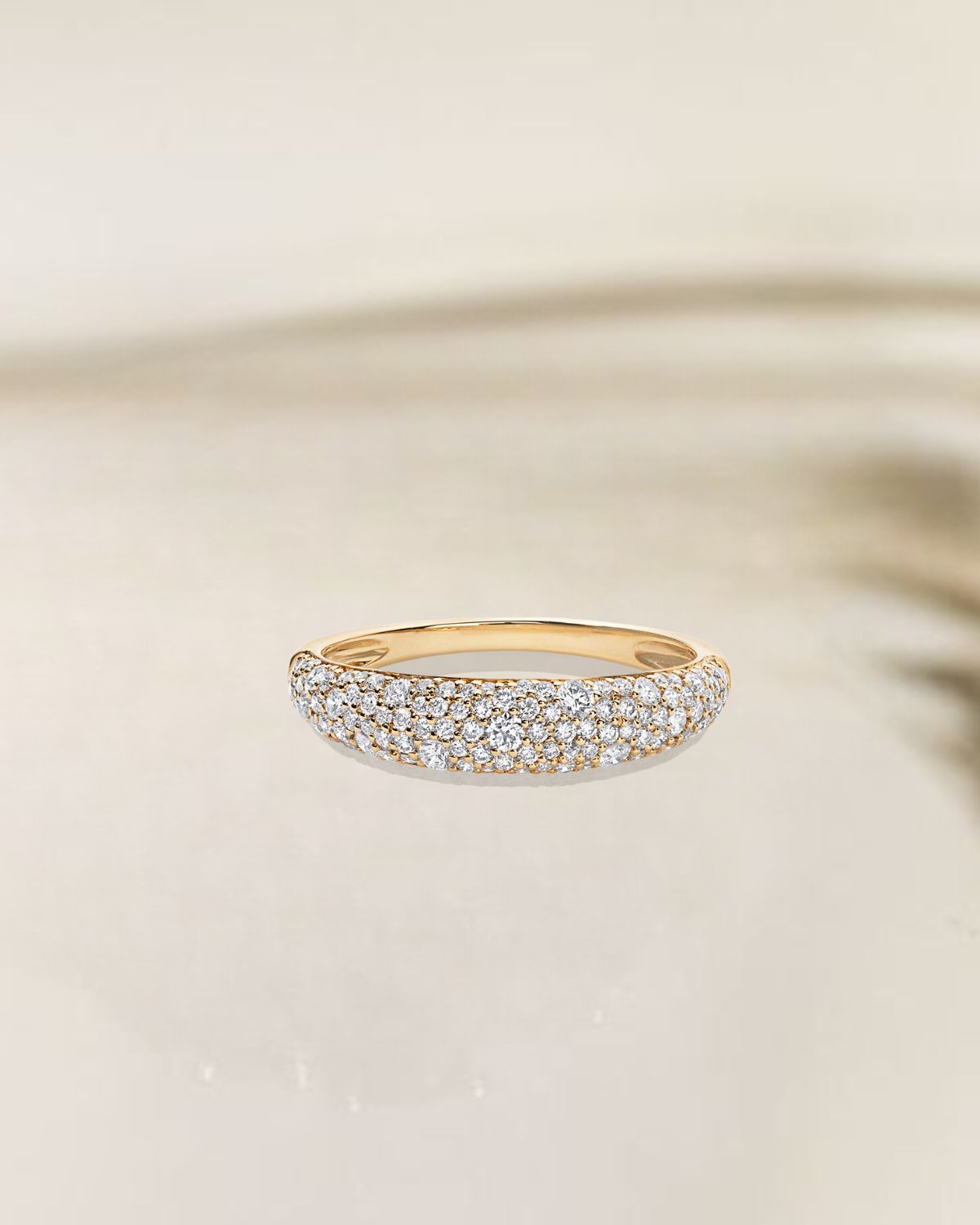 14K Gold Lab Grown Minimalist Solid Pave Wedding Band