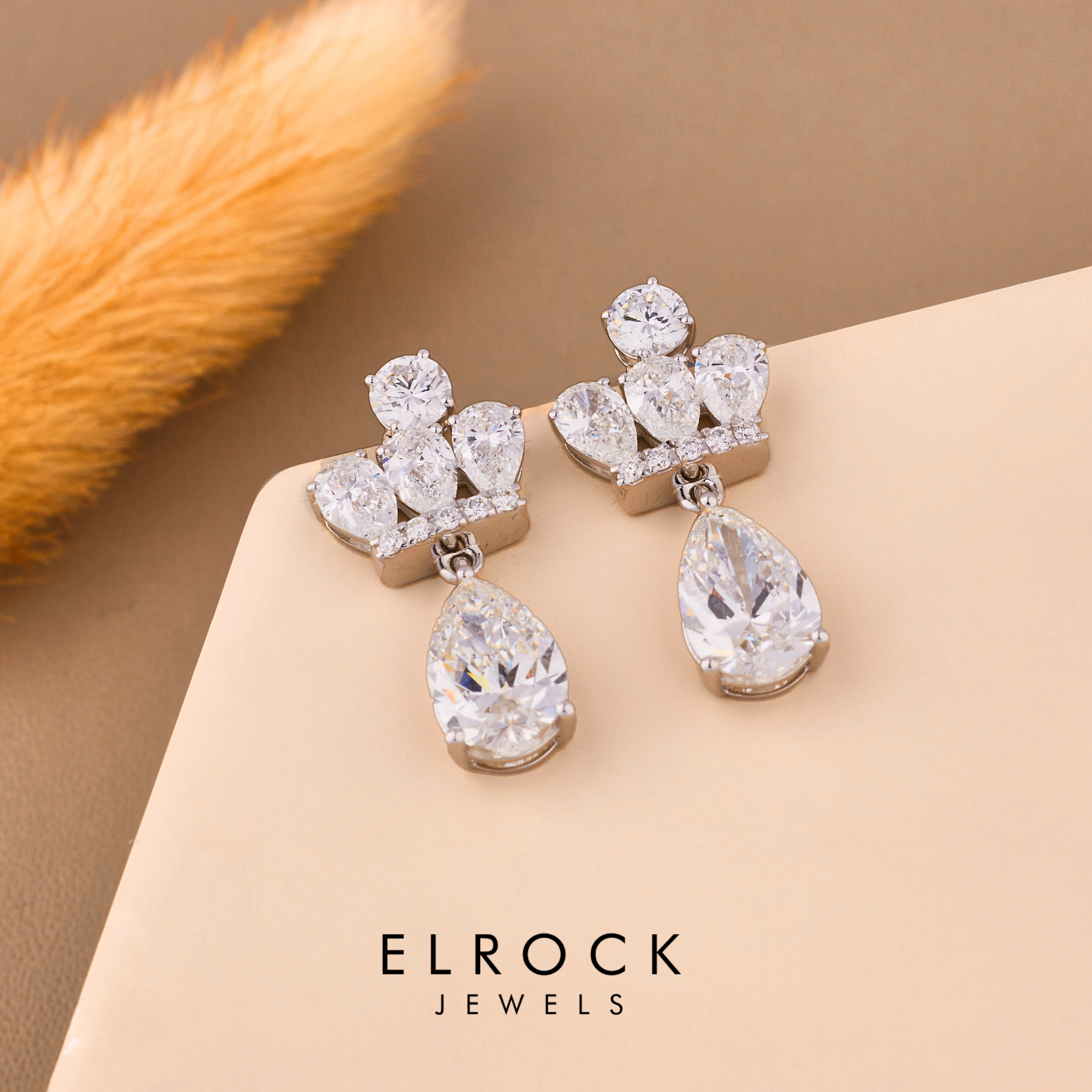 Diamond Drop Stud Earrings