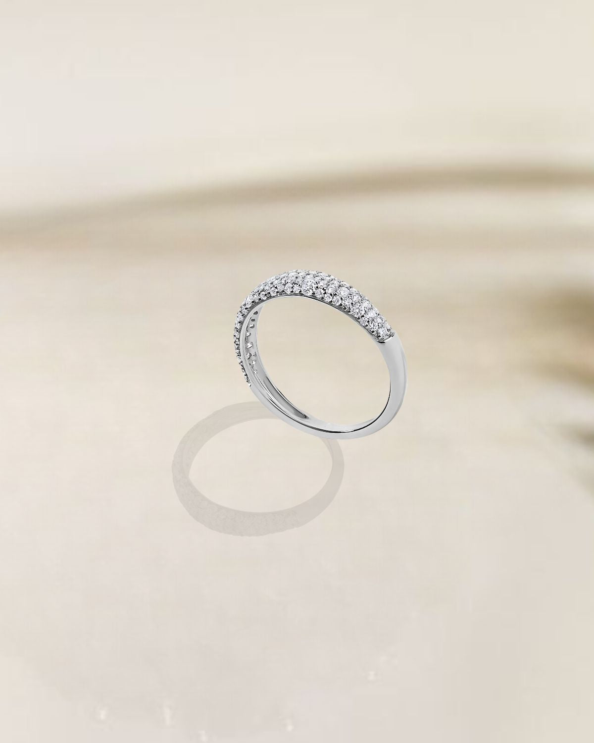 14K Gold Lab Grown Minimalist Solid Pave Wedding Band