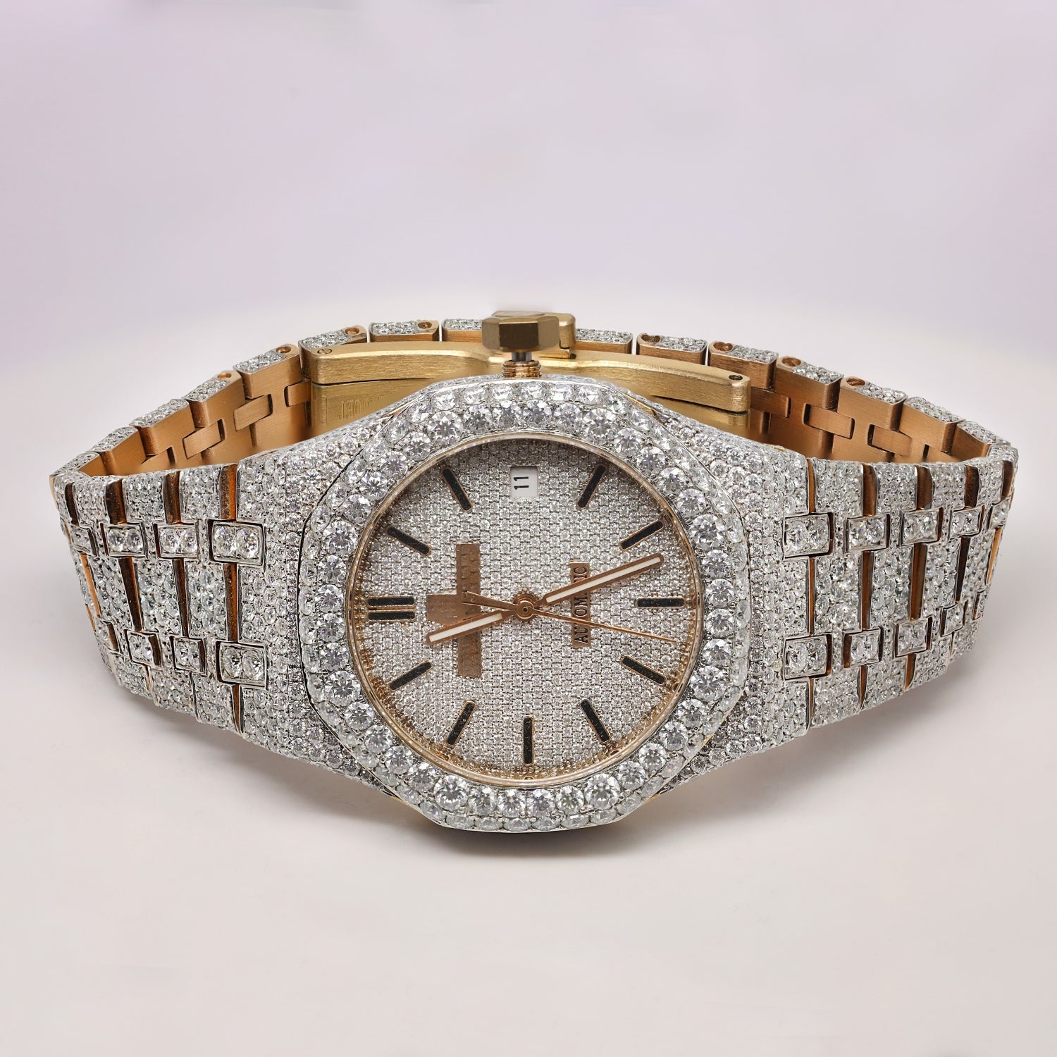 Fully Iced Out Moissnaite Two Tone Luxury Watch For Men