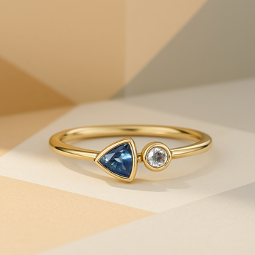 0.12 CT 14K Gold Sapphire Engagement Ring | Minimalist Solid Gold Sapphire Ring