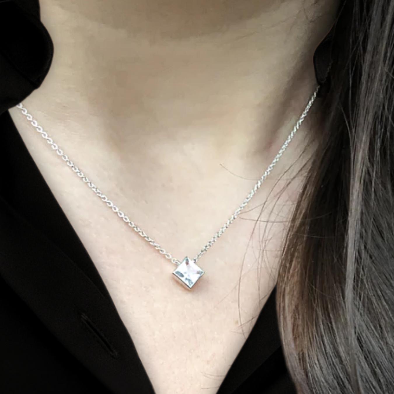 14K Gold Asscher Cut Bezel Set London Blue Topaz Pendant