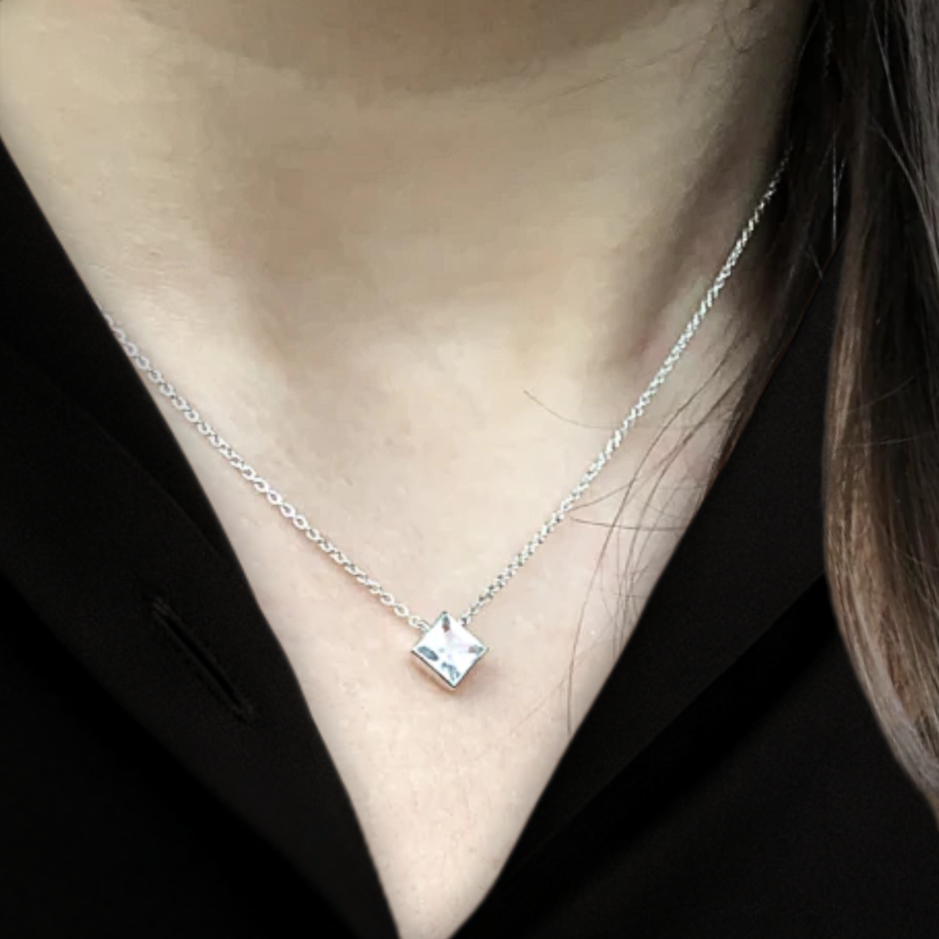 14K Gold Asscher Cut Bezel Set London Blue Topaz Pendant